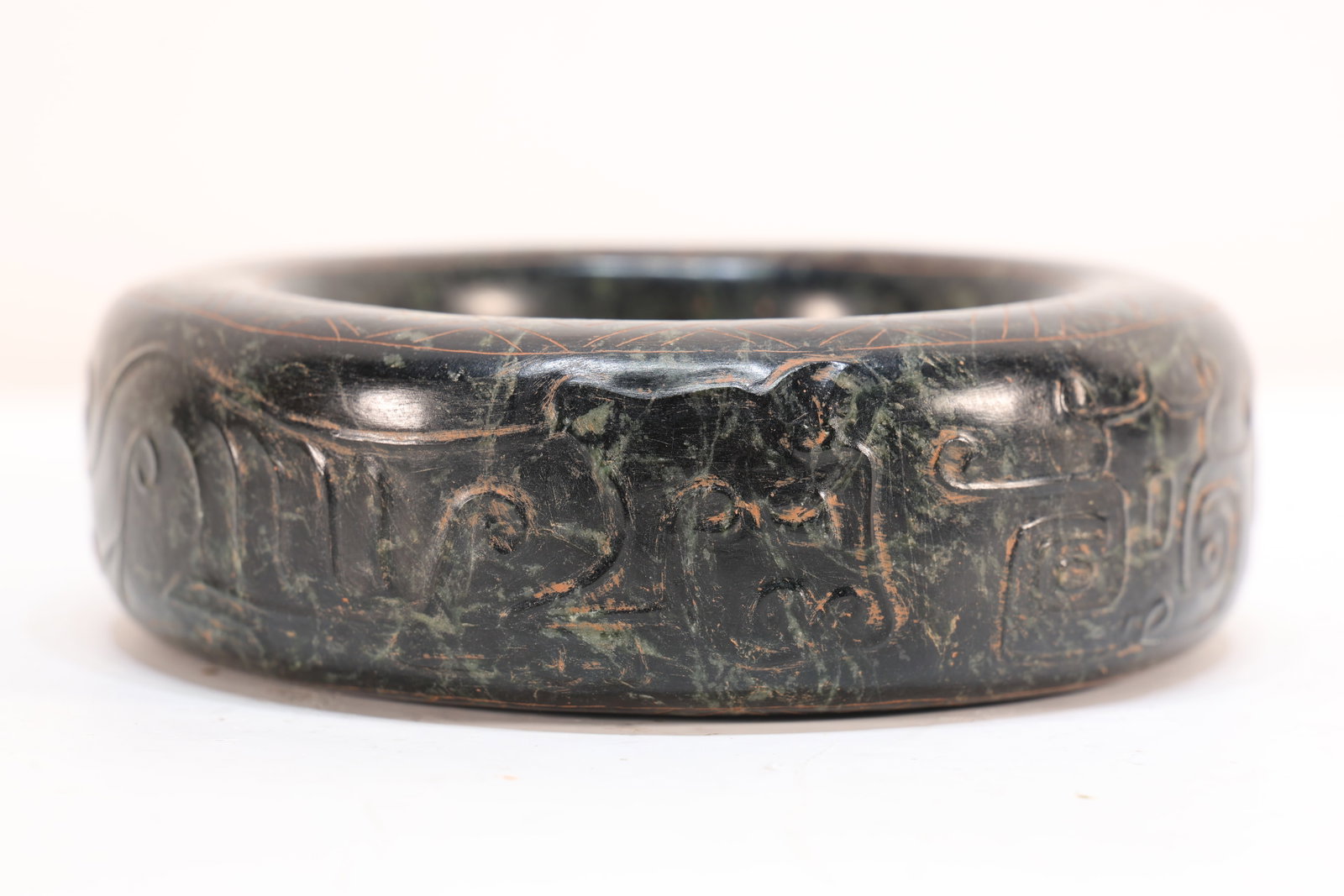 Jade Carved Beast Face Pattern Cong - 4