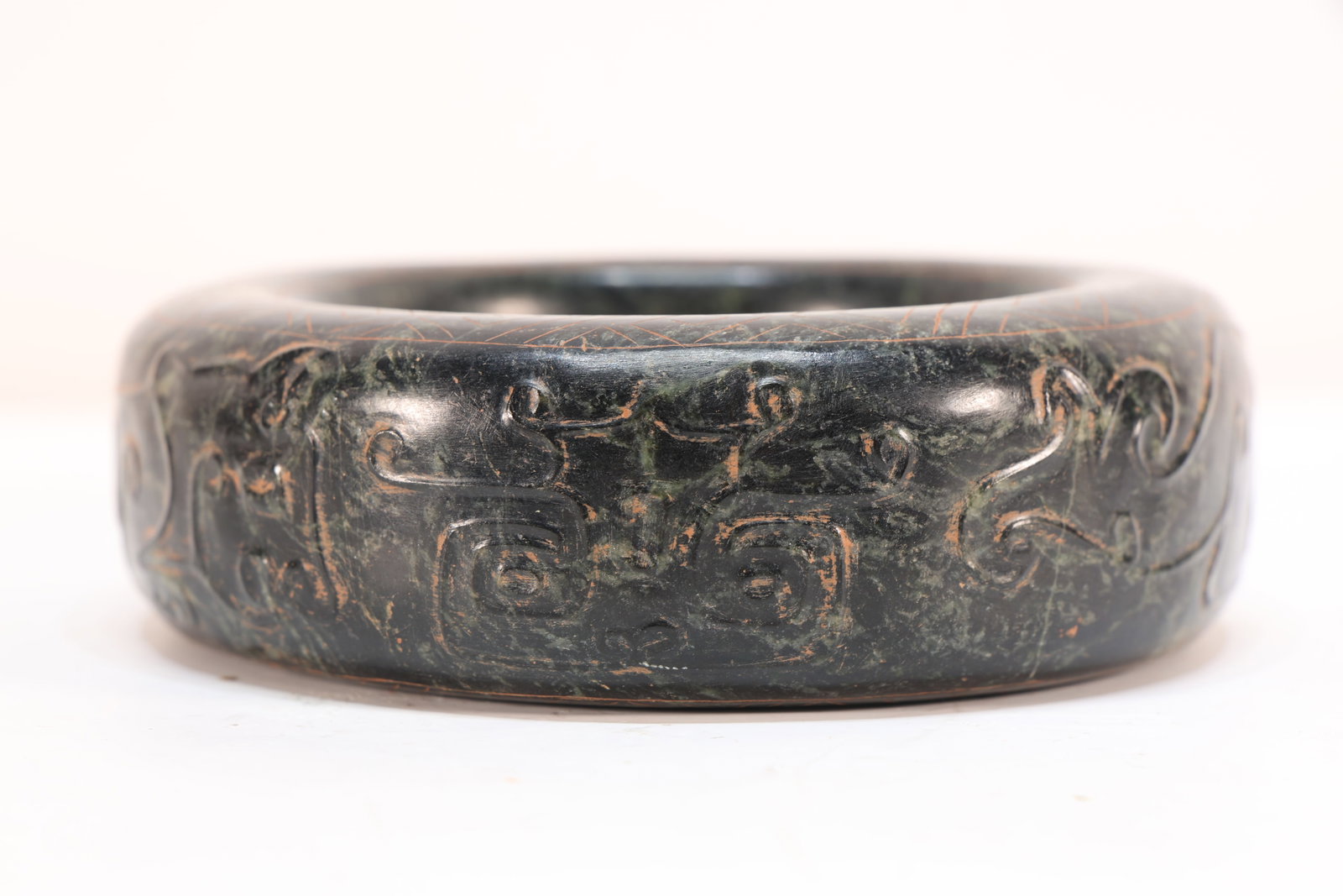 Jade Carved Beast Face Pattern Cong - 5