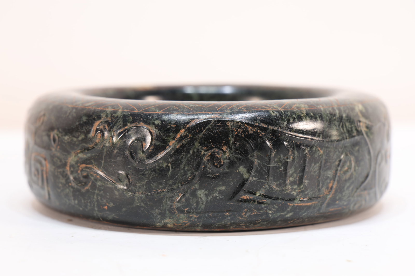 Jade Carved Beast Face Pattern Cong - 6