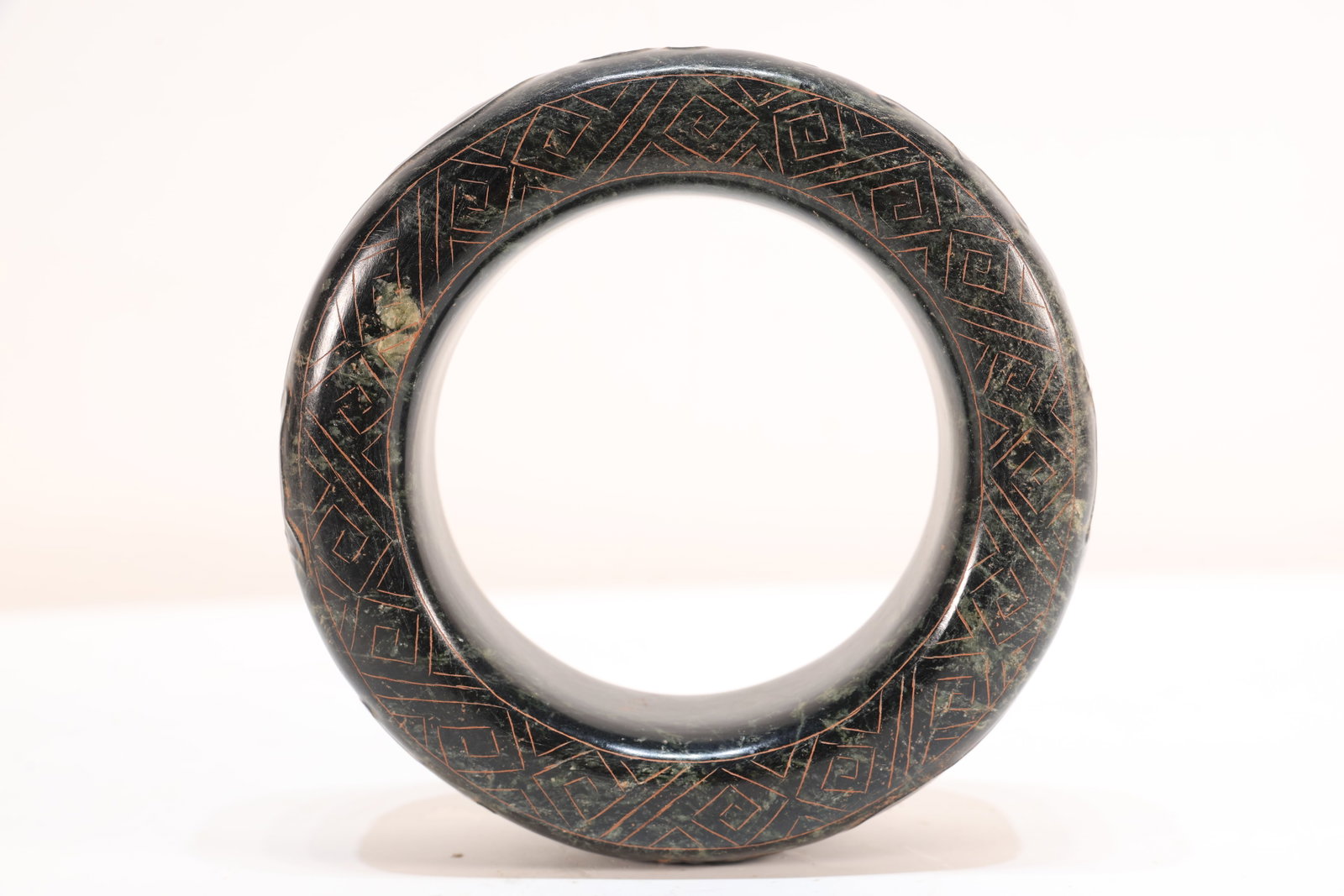 Jade Carved Beast Face Pattern Cong - 7