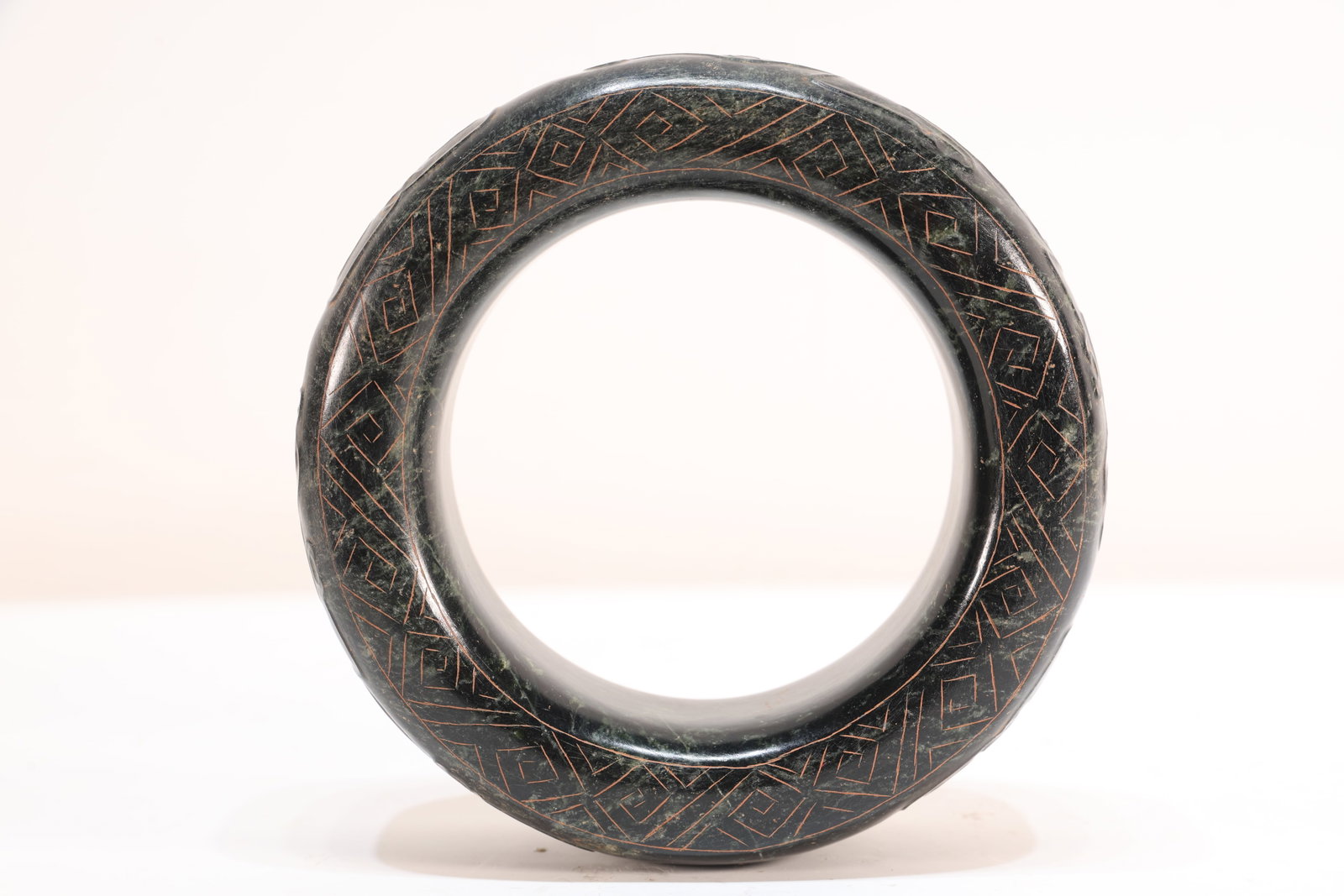 Jade Carved Beast Face Pattern Cong - 8