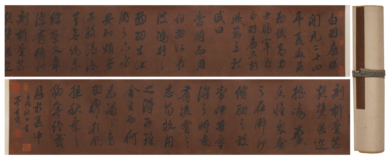 A CHINESE CALLIGRAPHY HANDROLL, SIGNED DONG QICHANG: A CHINESE CALLIGRAPHY HANDROLL, SIGNED DONG QICHANG (242 x 28cm)