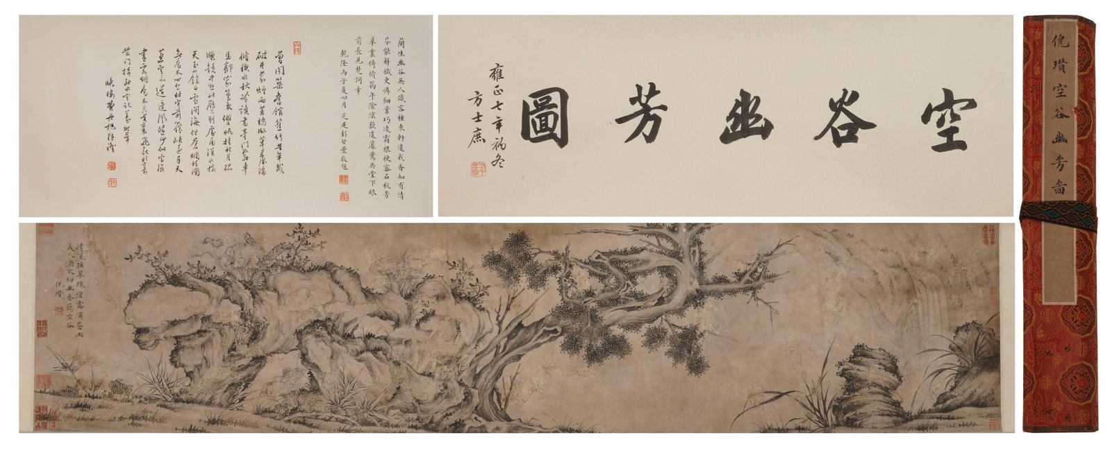 A CHINESE PAINTING HANDROLL, NI ZAN, ORCHIDS AND PINE IN VALLEY (1 of 10)