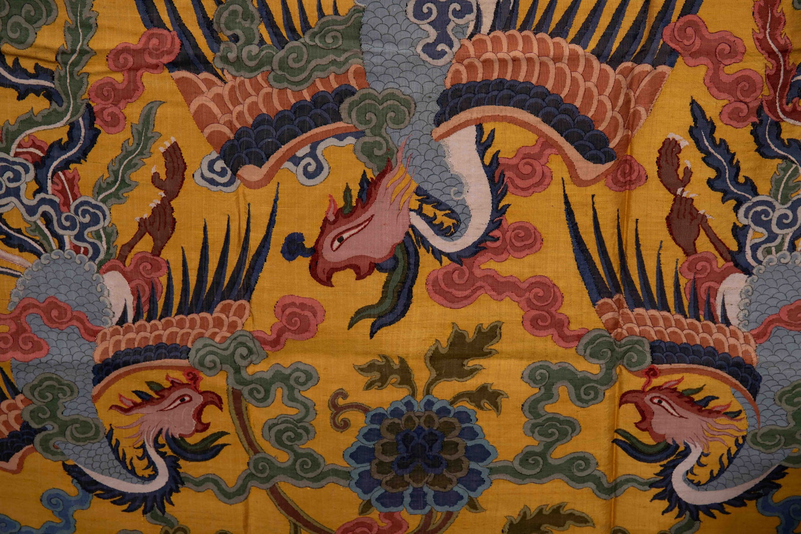 A CHINESE KESI THREE PHOENIXES TEXTILE PANEL - 10