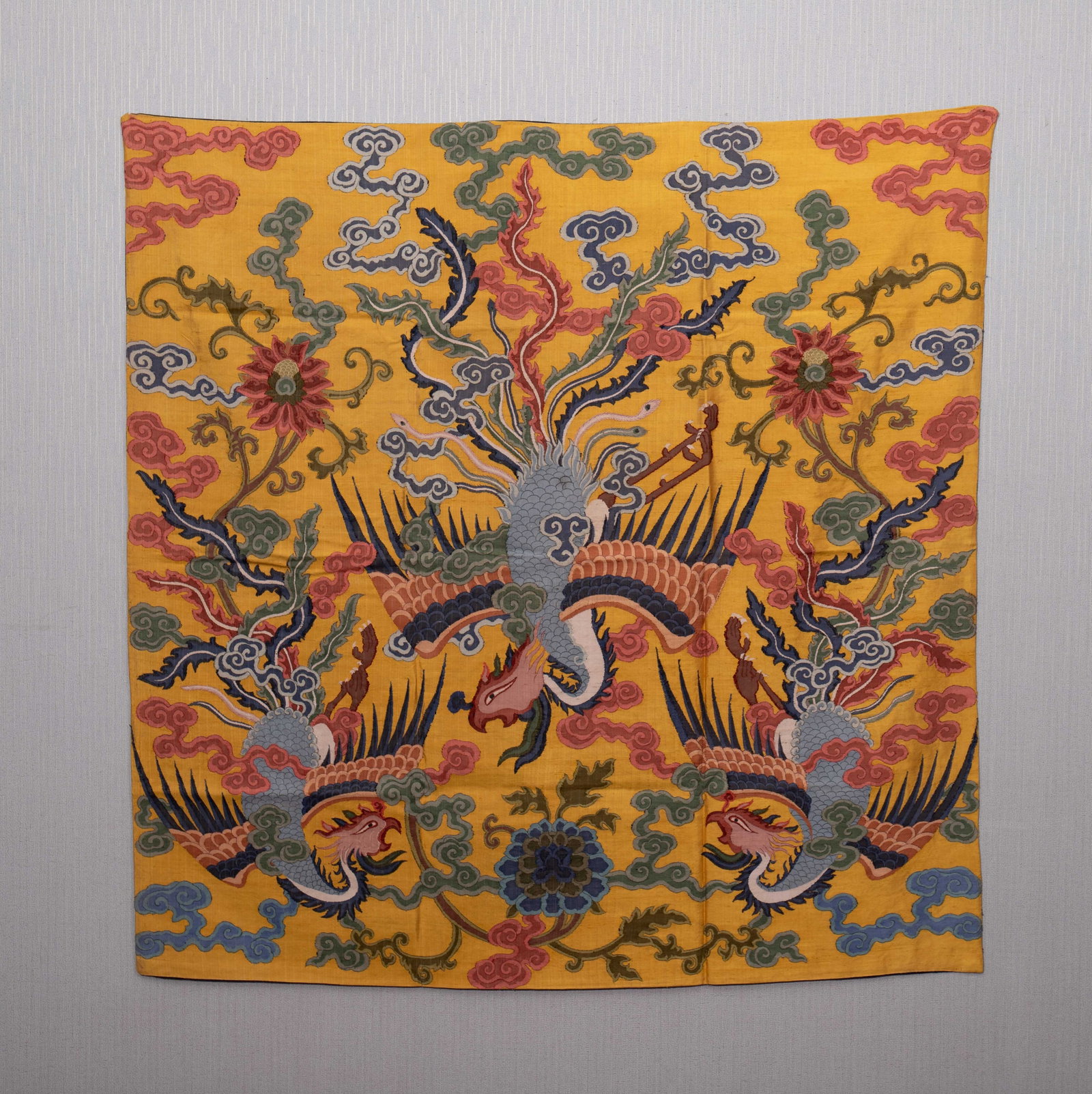 A CHINESE KESI THREE PHOENIXES TEXTILE PANEL (1 of 10)