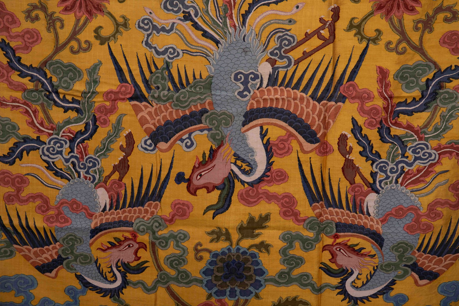 A CHINESE KESI THREE PHOENIXES TEXTILE PANEL - 2