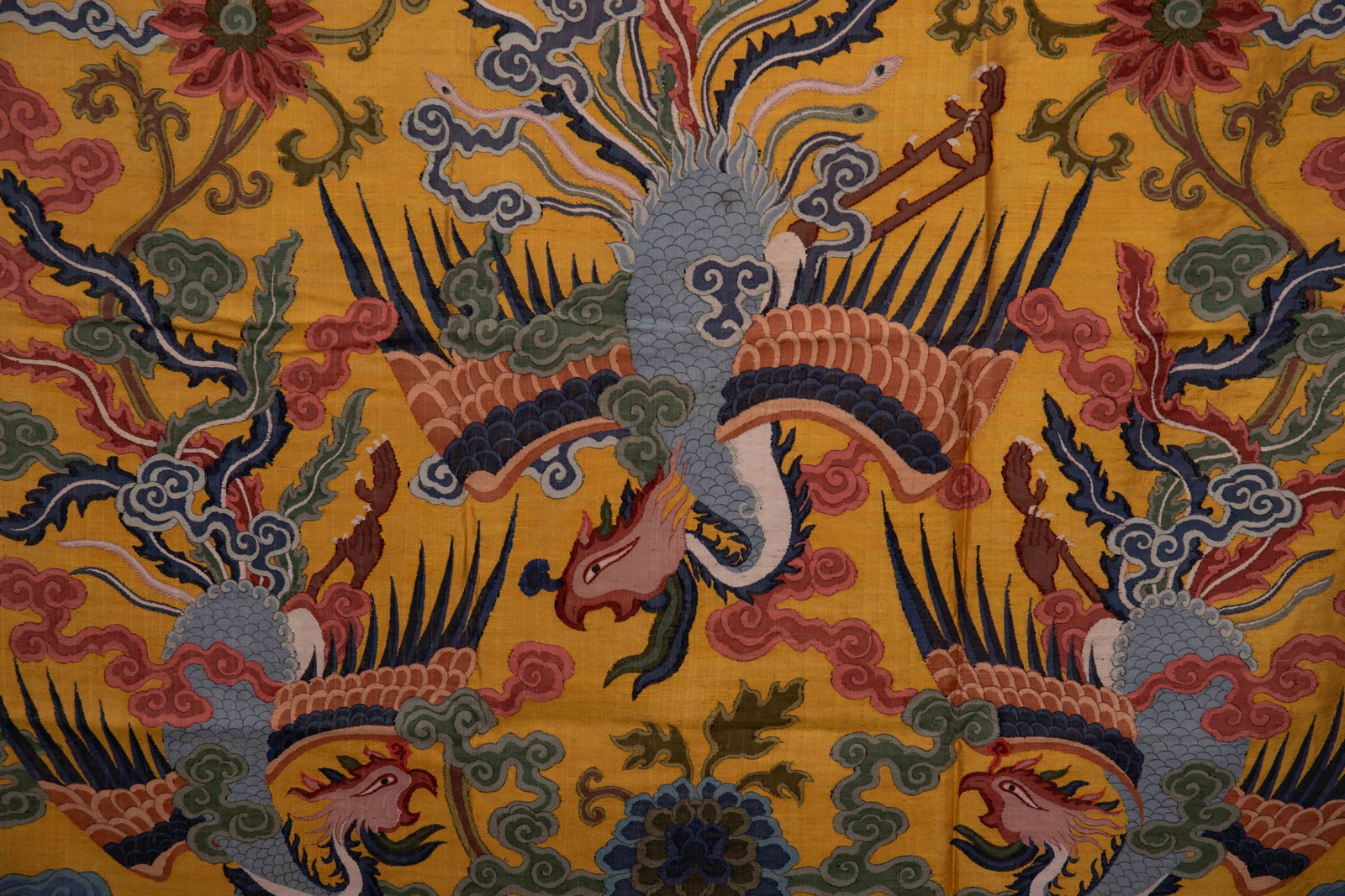A CHINESE KESI THREE PHOENIXES TEXTILE PANEL - 4
