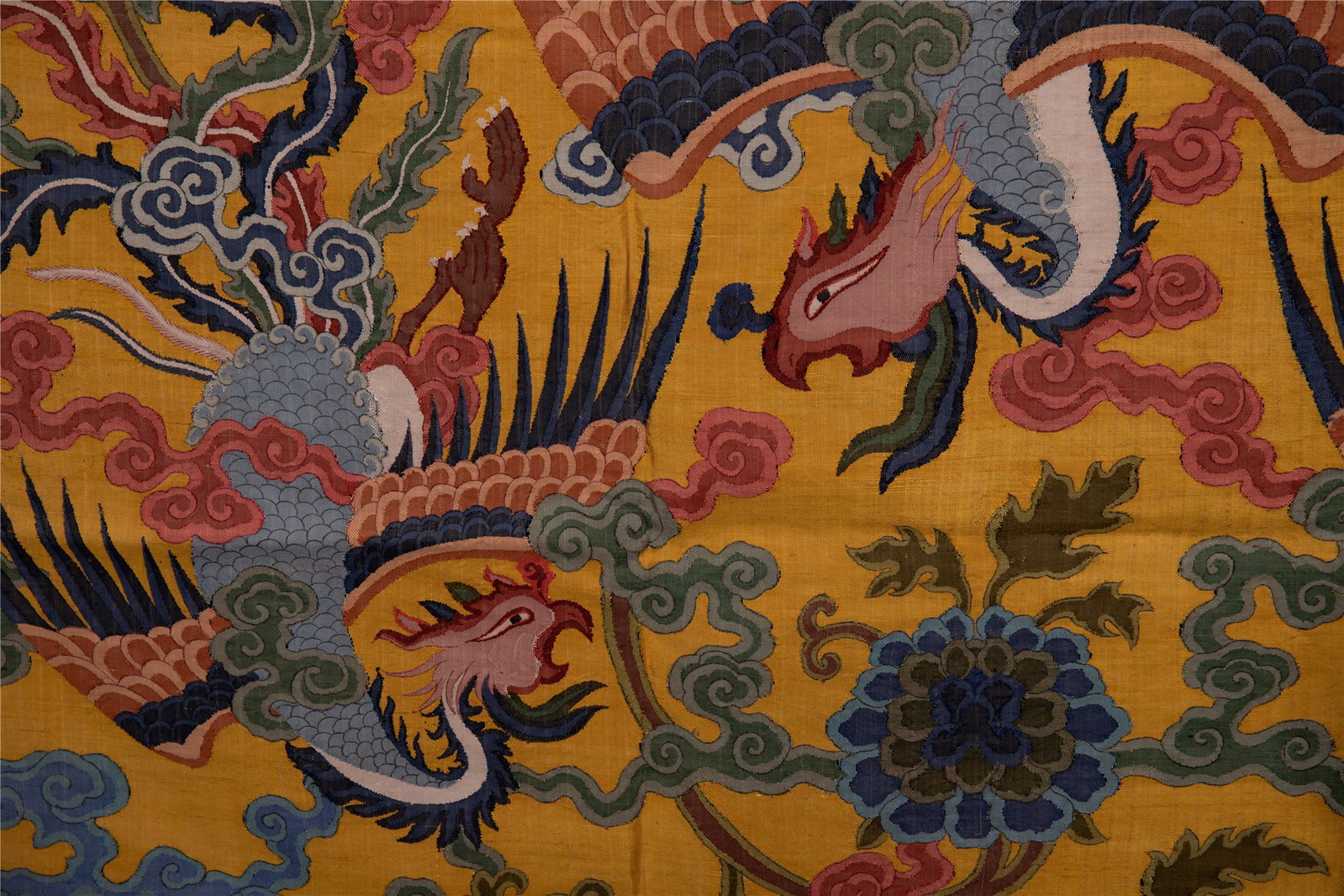 A CHINESE KESI THREE PHOENIXES TEXTILE PANEL - 6