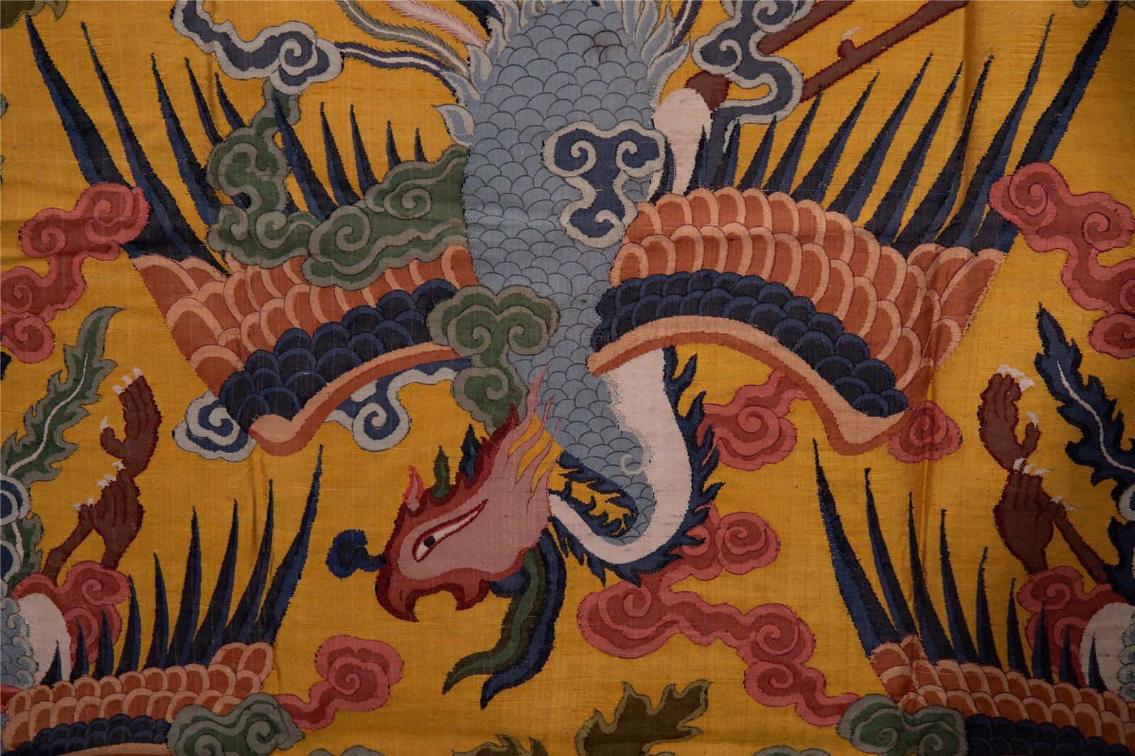 A CHINESE KESI THREE PHOENIXES TEXTILE PANEL - 9