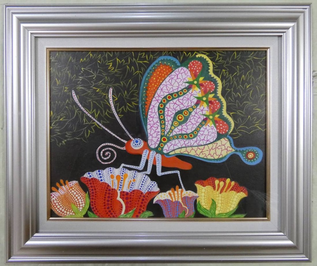 Drawing Butterfly Oil Painting,Yayoi Kusama Mark: Drawing Butterfly Oil Painting,Yayoi Kusama Mark ?54 x 45cm?