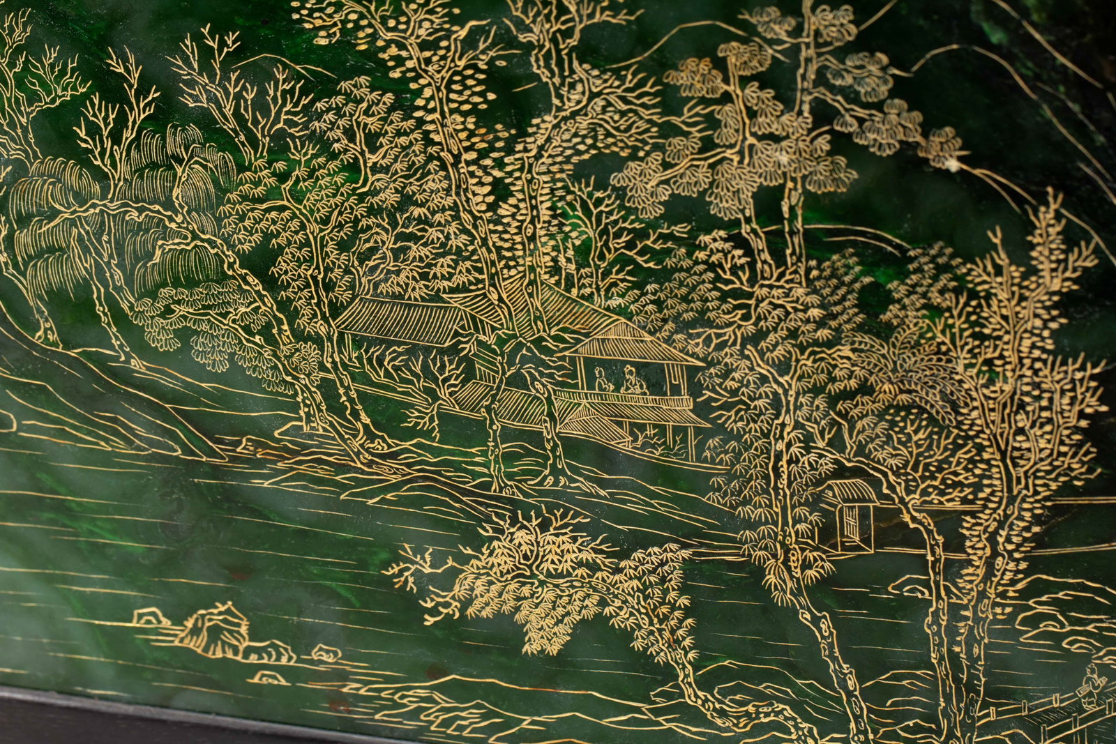 A CHINESE SPINACH JADE TABLE SCREEN - 4