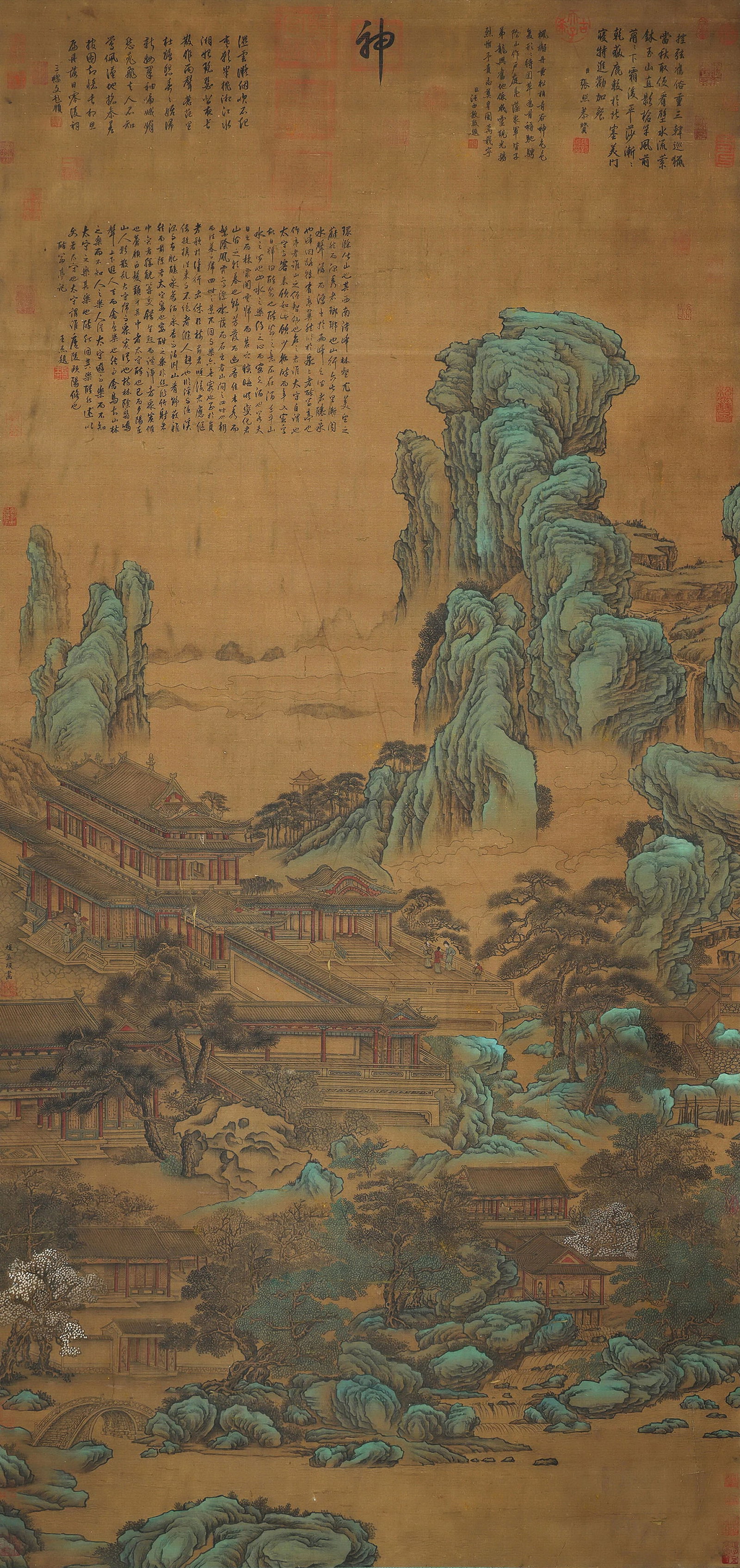 Zhao Mengfu mark, Chinese Landscape painting. Ink and Color on Silk, Hanging Scroll: Zhao Mengfu mark, Chinese Landscape painting. Ink and Color on Silk, Hanging Scroll (207 x 100cm)