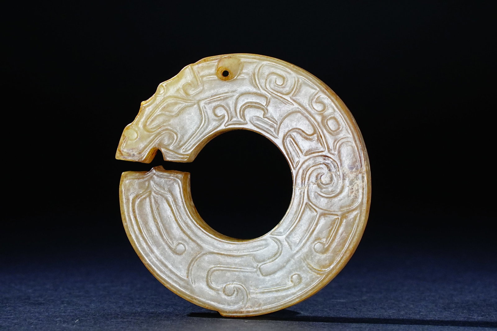 Jade Carved Beast Face Pattern Dragon Shape Bi - 2