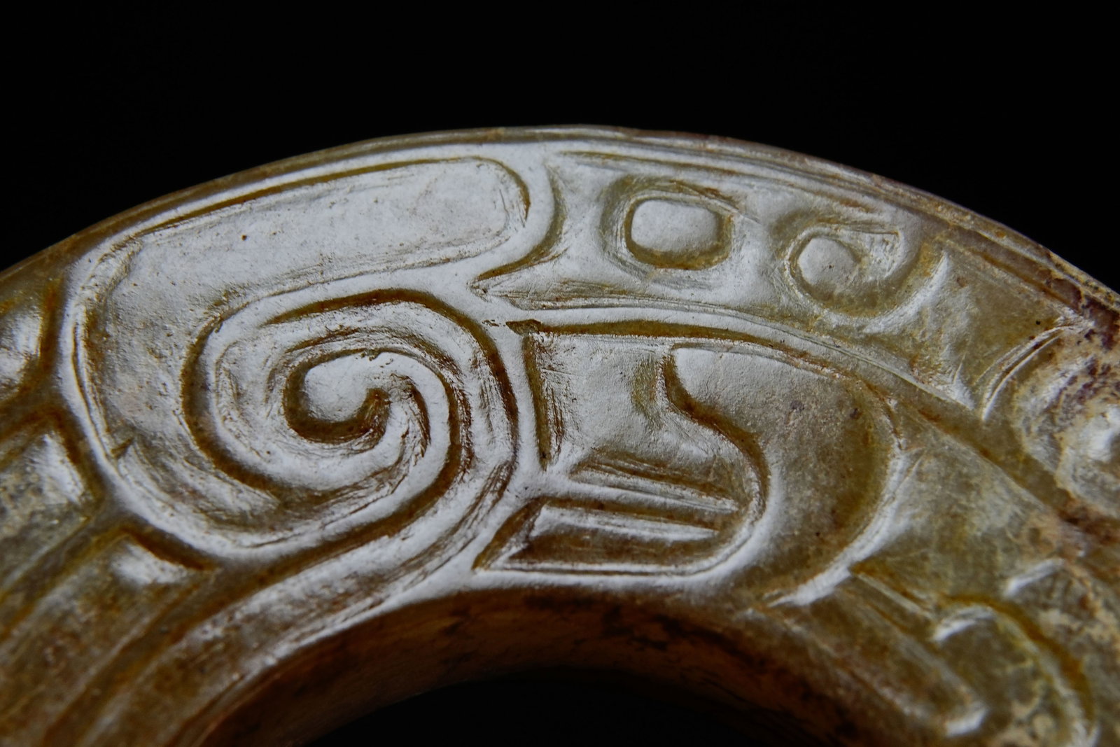 Jade Carved Beast Face Pattern Dragon Shape Bi - 5
