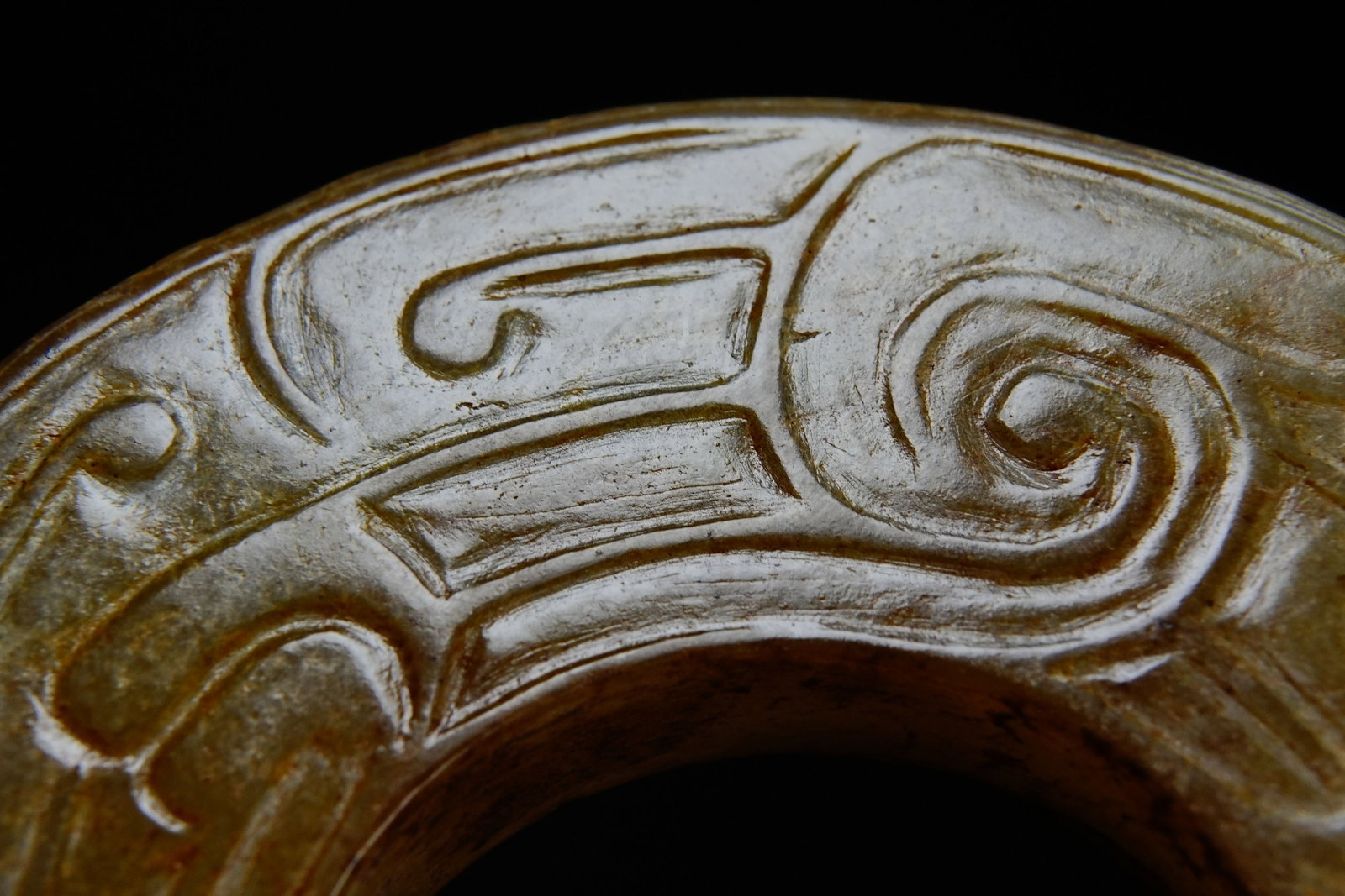 Jade Carved Beast Face Pattern Dragon Shape Bi - 6