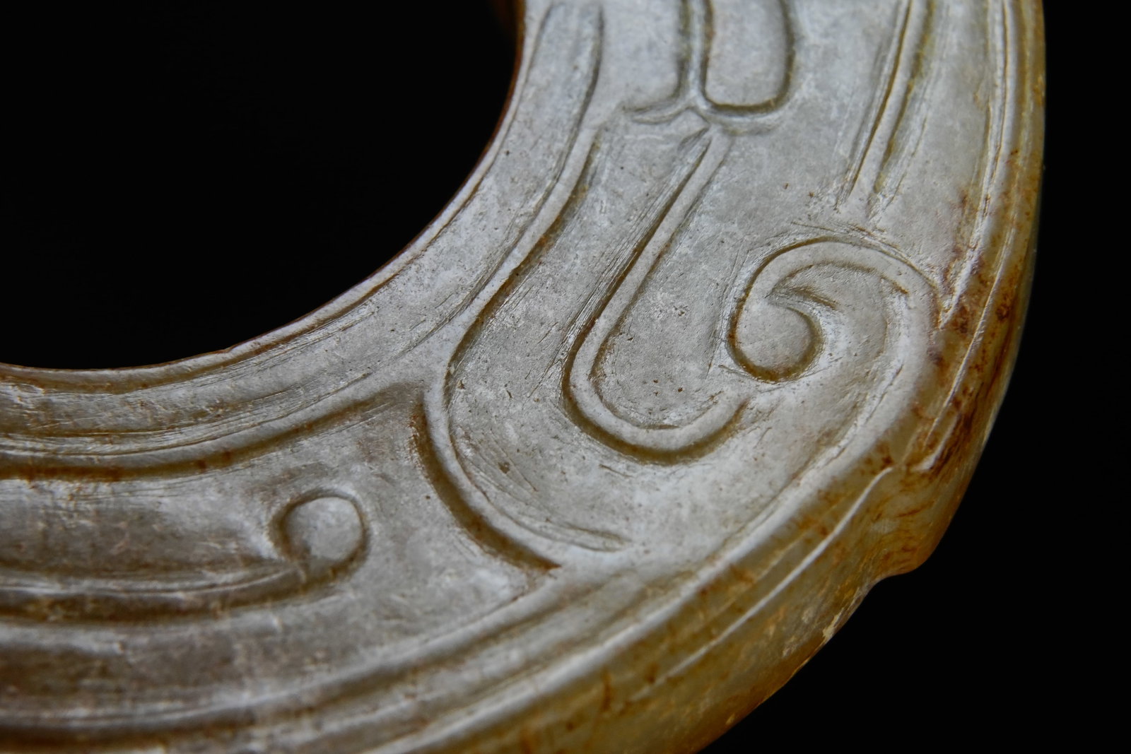 Jade Carved Beast Face Pattern Dragon Shape Bi - 7