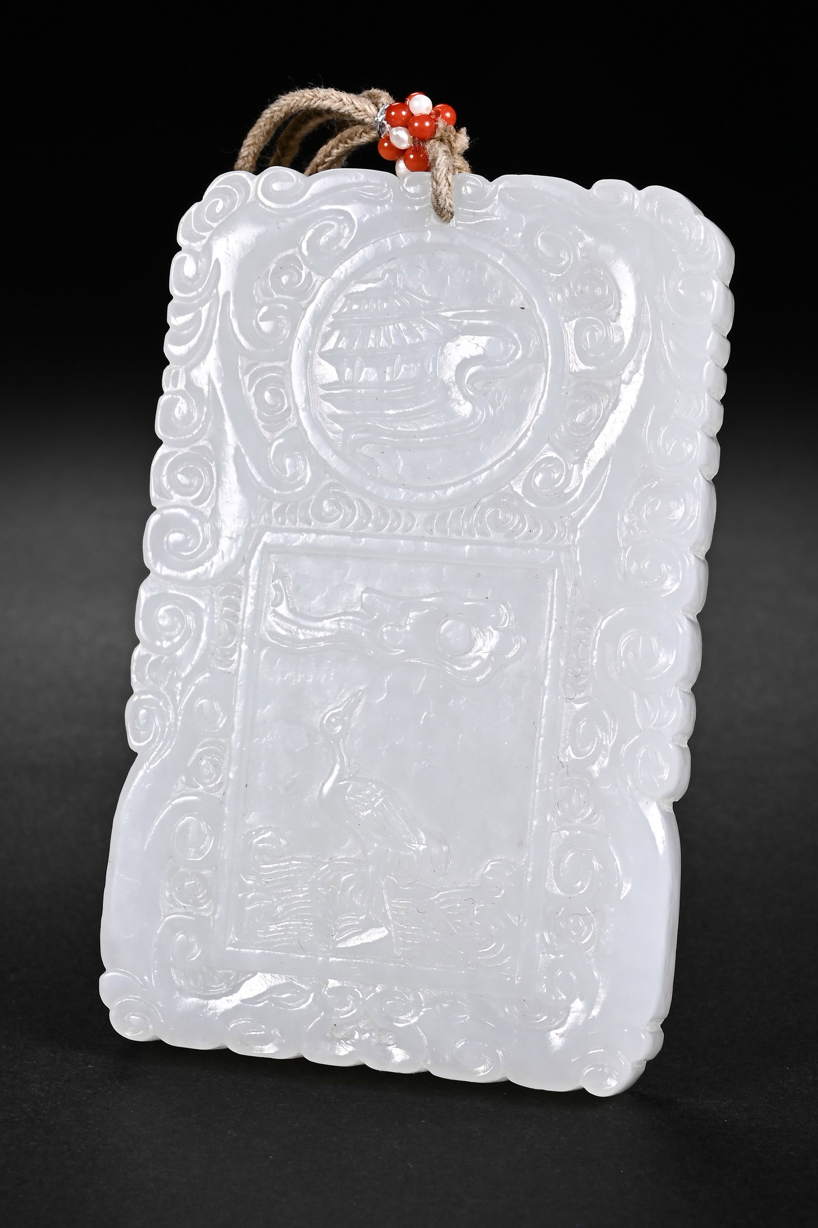 A CHINESE WHITE HETIAN JADE RECTANGULAR PLAQUE - 2