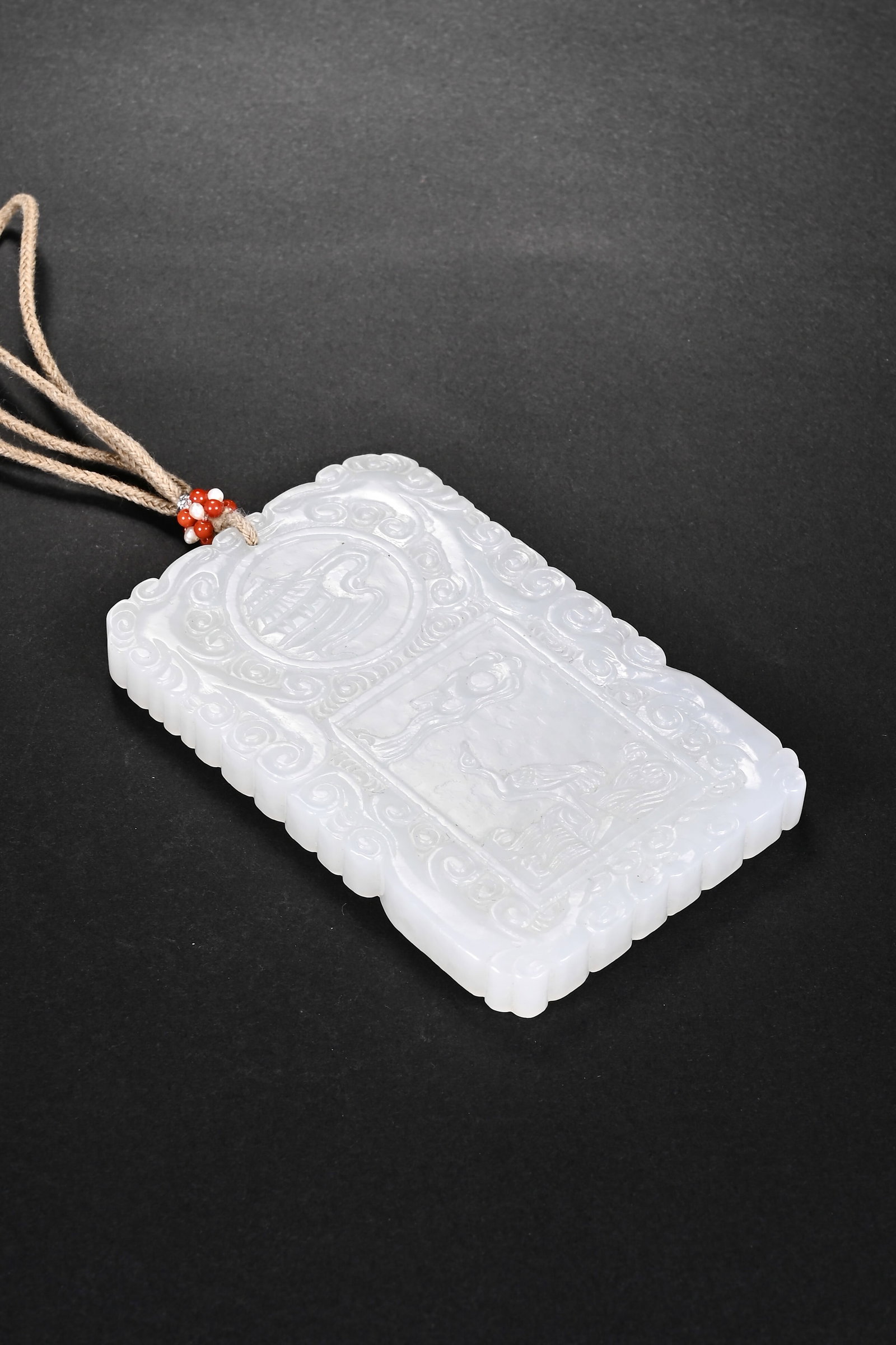 A CHINESE WHITE HETIAN JADE RECTANGULAR PLAQUE - 7