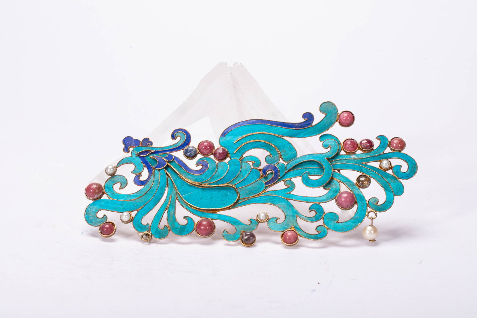 CHINESE KINGFISHER FEATHER PHOENIX ORNAMENT: CHINESE KINGFISHER FEATHER PHOENIX ORNAMENT (15 x 7cm,Weight 40g)