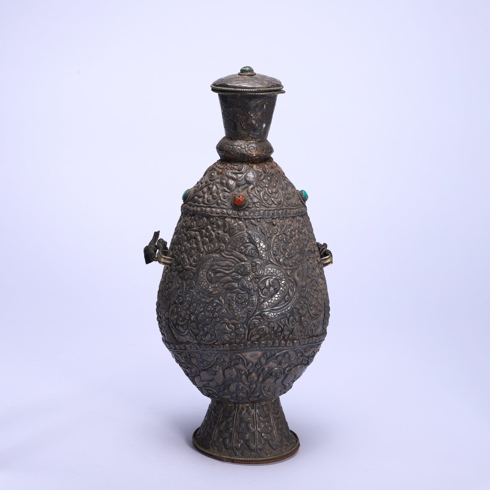 CHINESE TIBETAN SILVER DRAGON EWER (1 of 9)