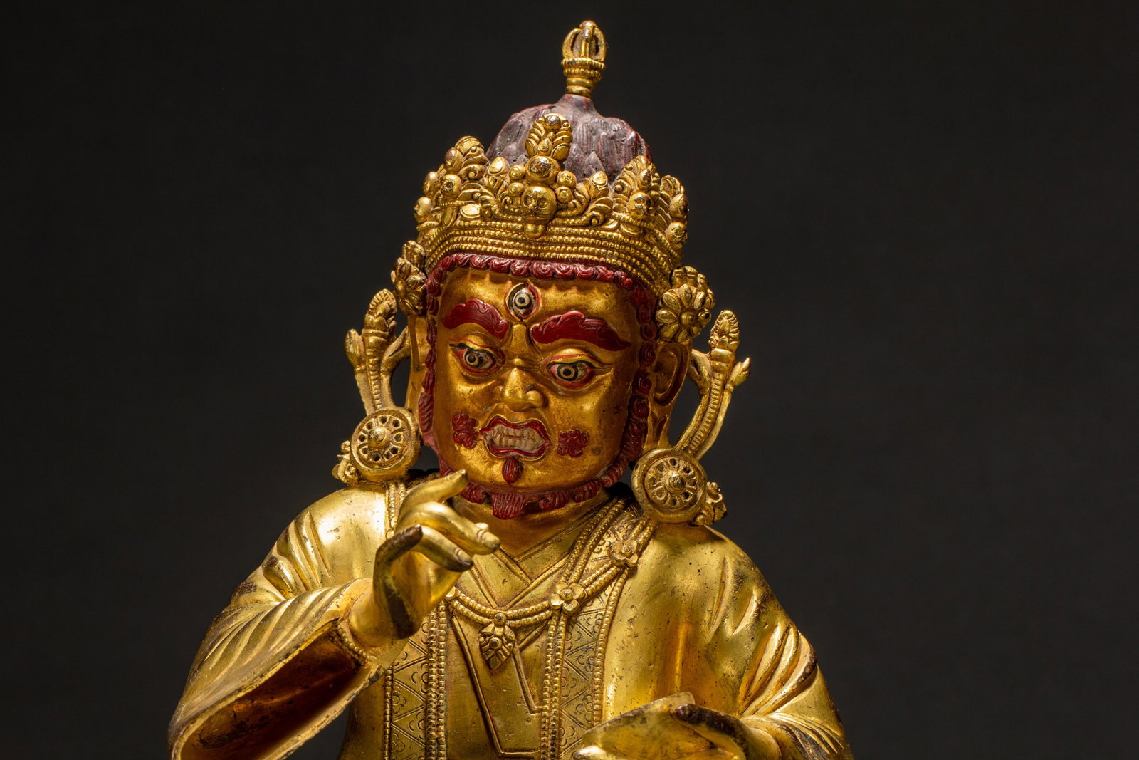 A CHINESE GILT BRONZE DHARMA PROTECTOR STATUE - 2