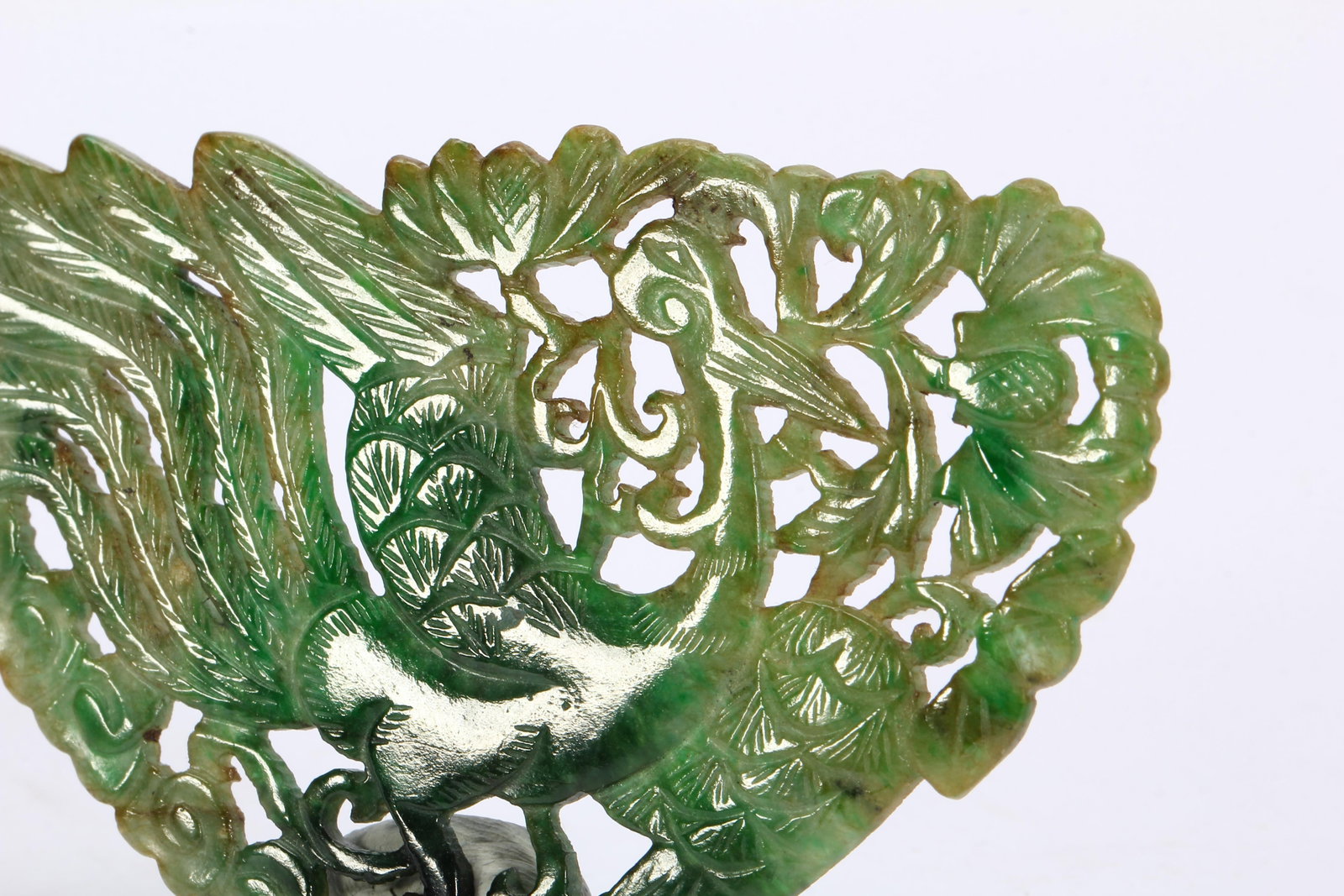 A CHINESE OPENWORK JADEITE PHOENIX PLAQUE - 3