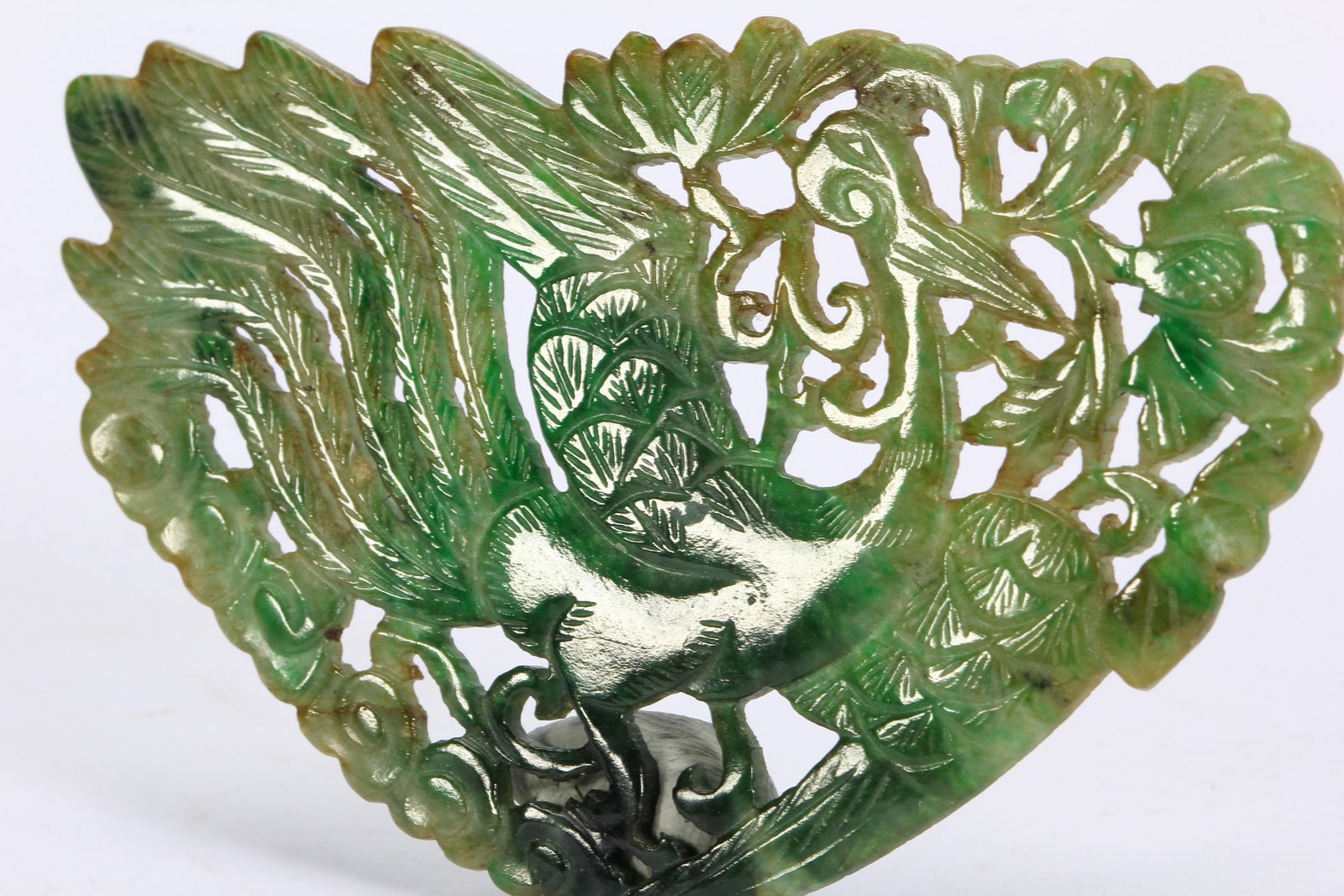 A CHINESE OPENWORK JADEITE PHOENIX PLAQUE - 4