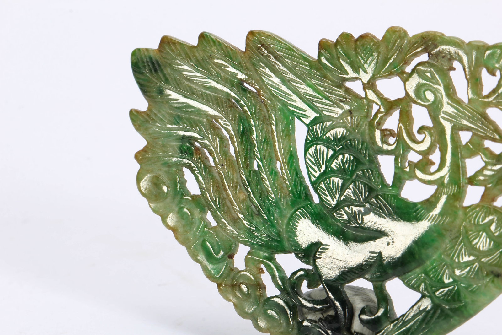 A CHINESE OPENWORK JADEITE PHOENIX PLAQUE - 5