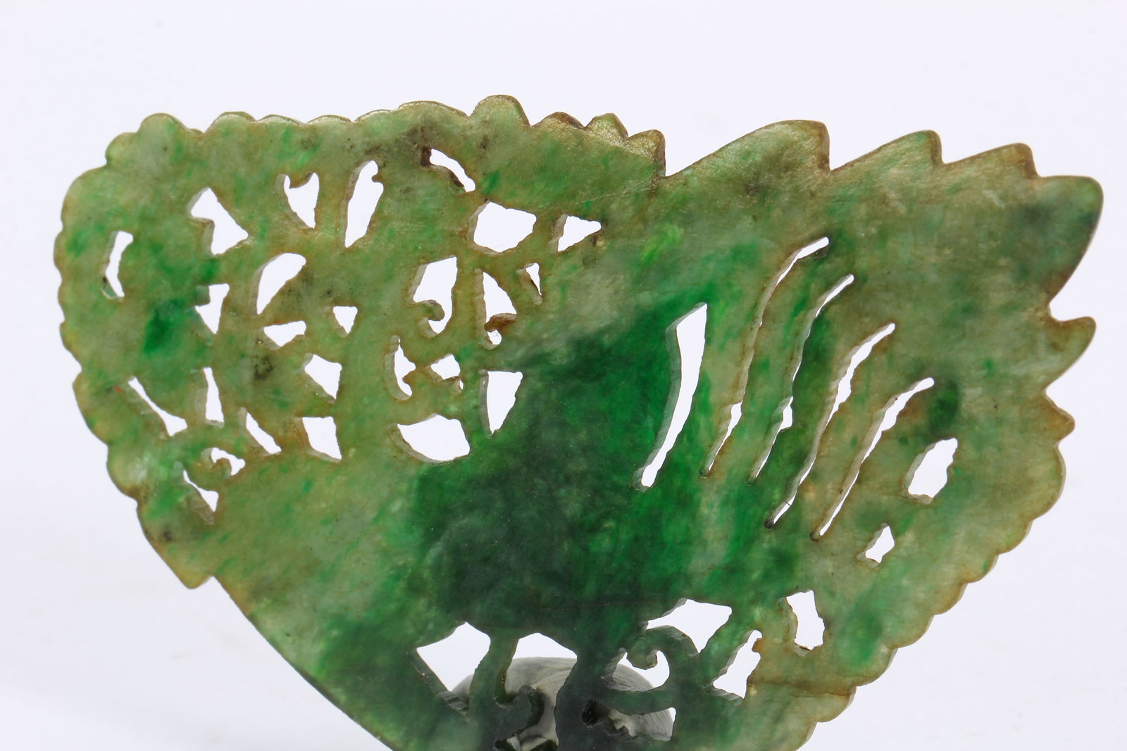 A CHINESE OPENWORK JADEITE PHOENIX PLAQUE - 7