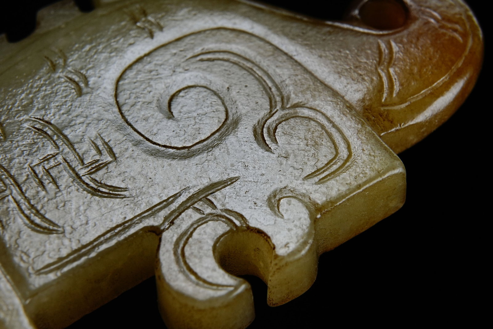 Jade Carved Beast Face Pattern Tiger Shape Bi - 6