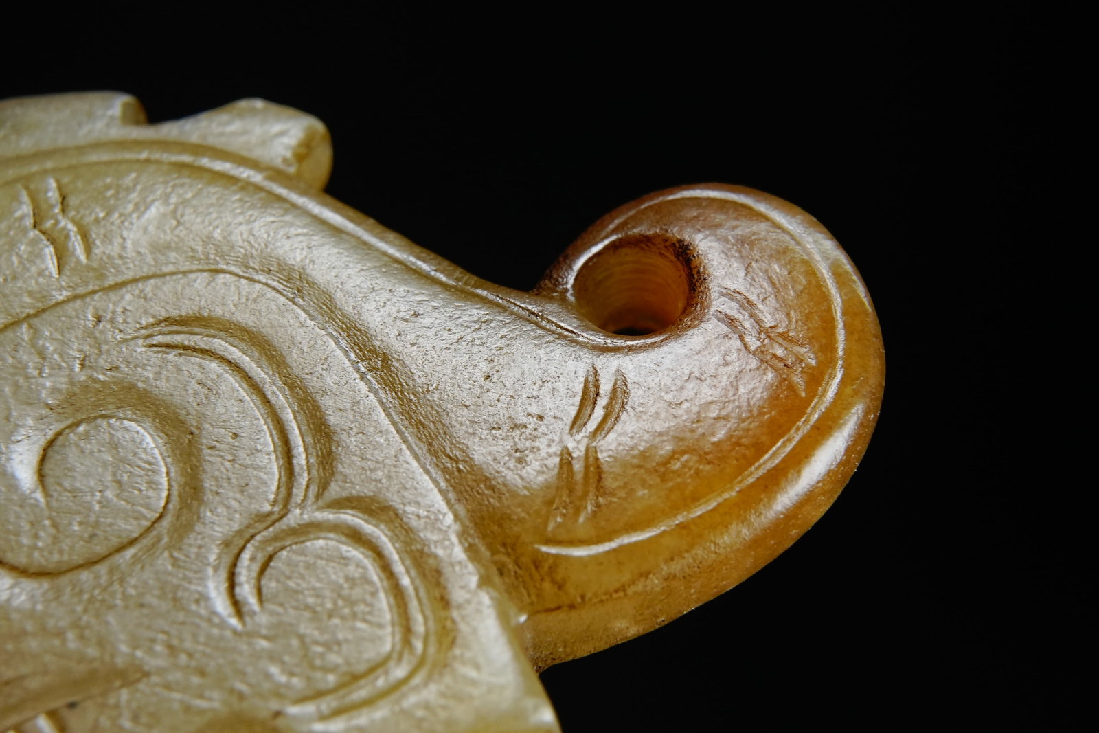 Jade Carved Beast Face Pattern Tiger Shape Bi - 7