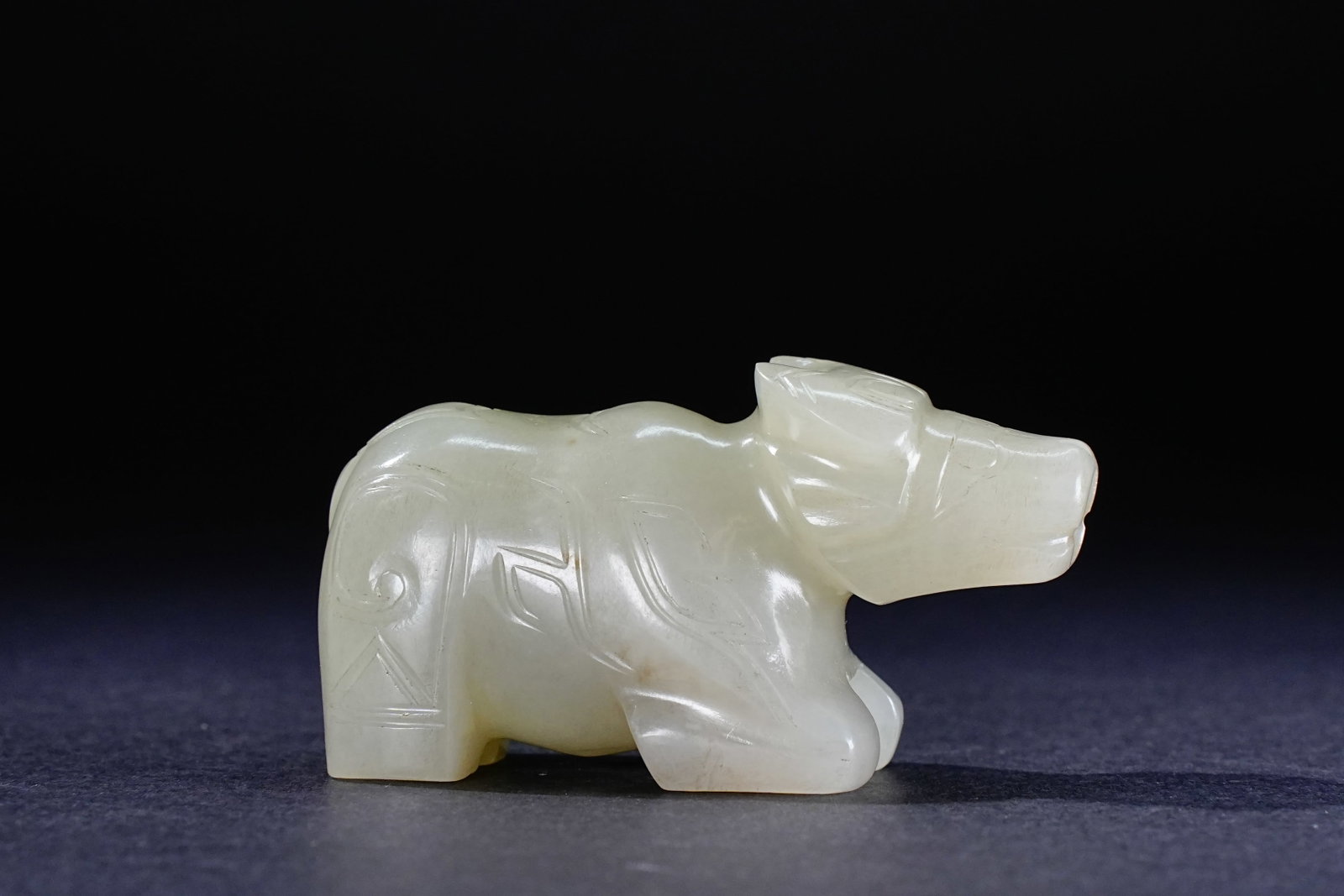 Jade Carved Beast Face Pattern Ox Shape Ornament (1 of 10)