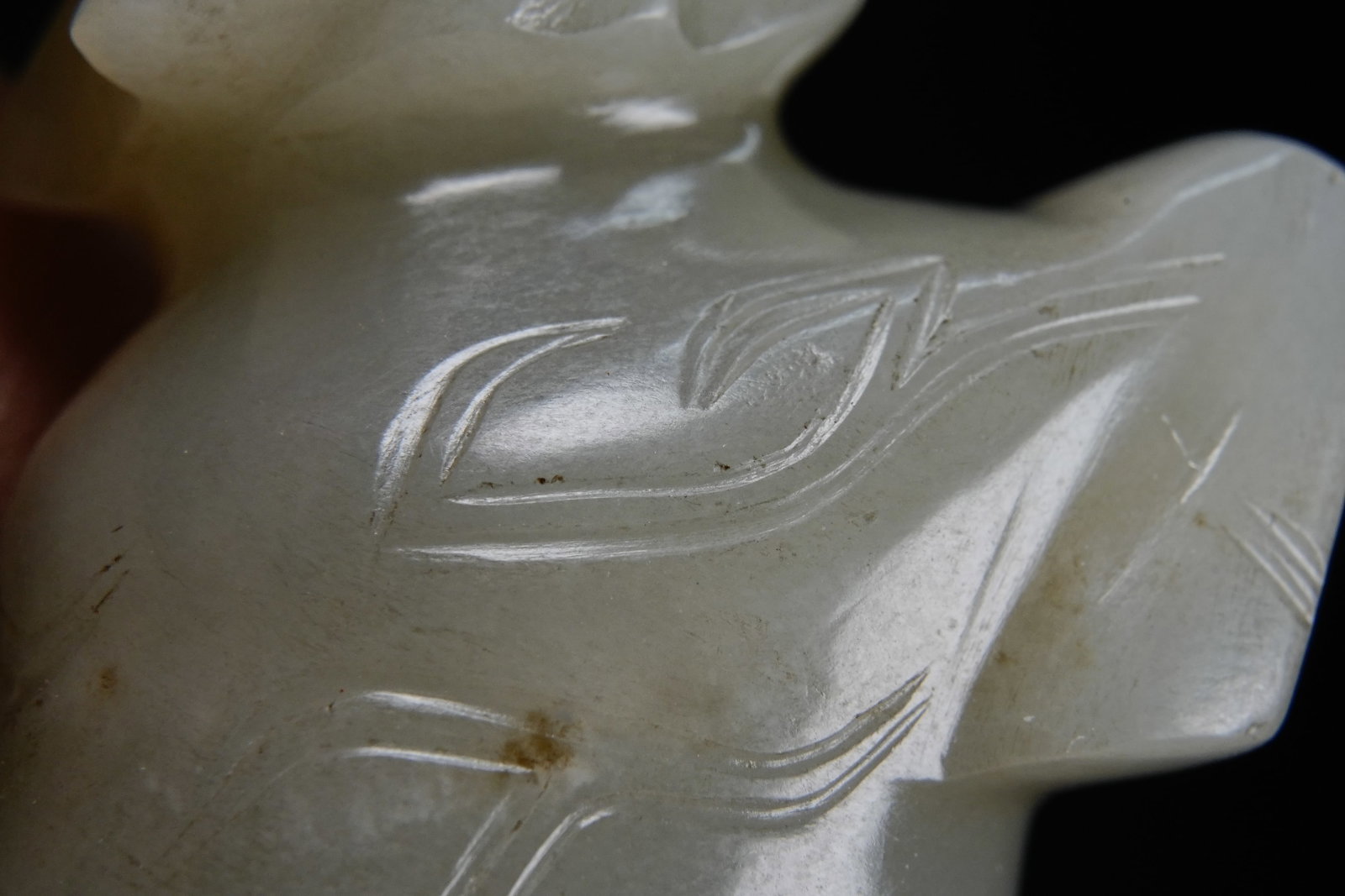 Jade Carved Beast Face Pattern Ox Shape Ornament - 6