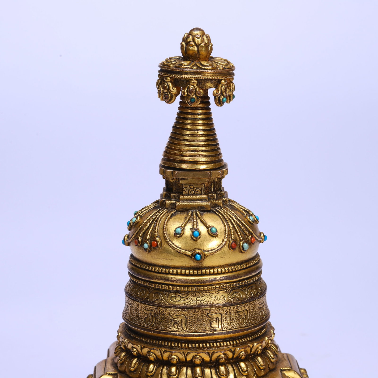 CHINESE GILT BRONZE STUPA - 2