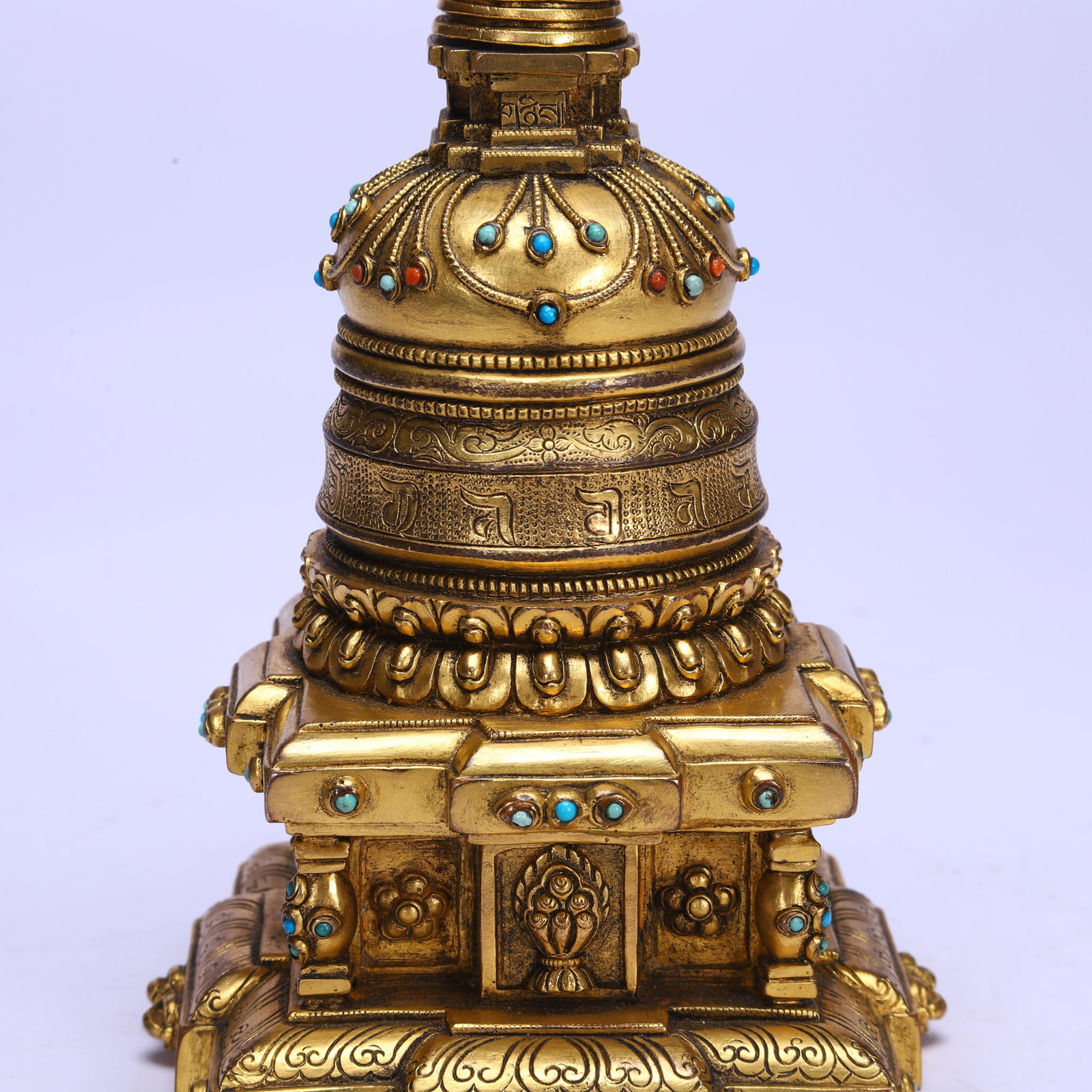 CHINESE GILT BRONZE STUPA - 3