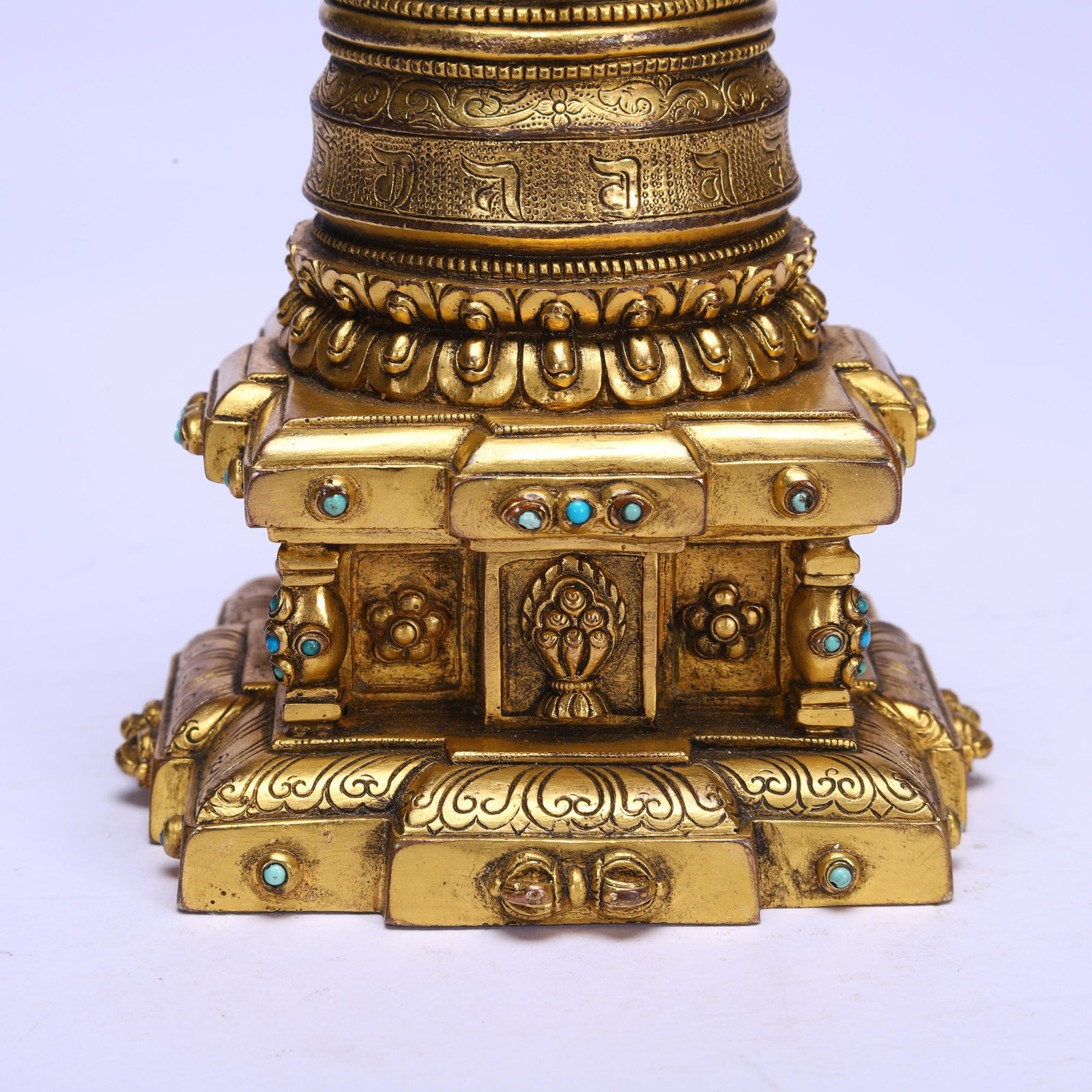 CHINESE GILT BRONZE STUPA - 4