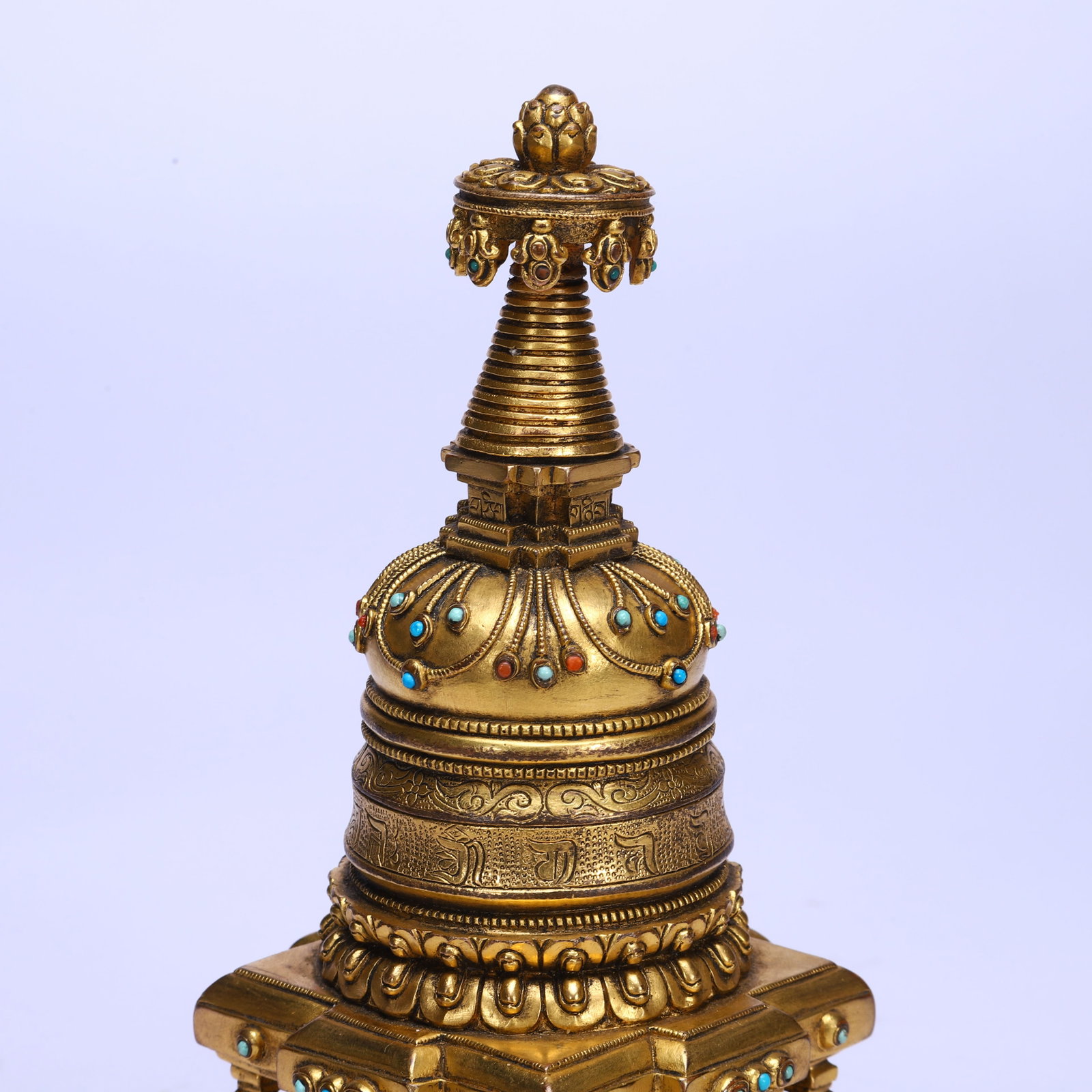 CHINESE GILT BRONZE STUPA - 6