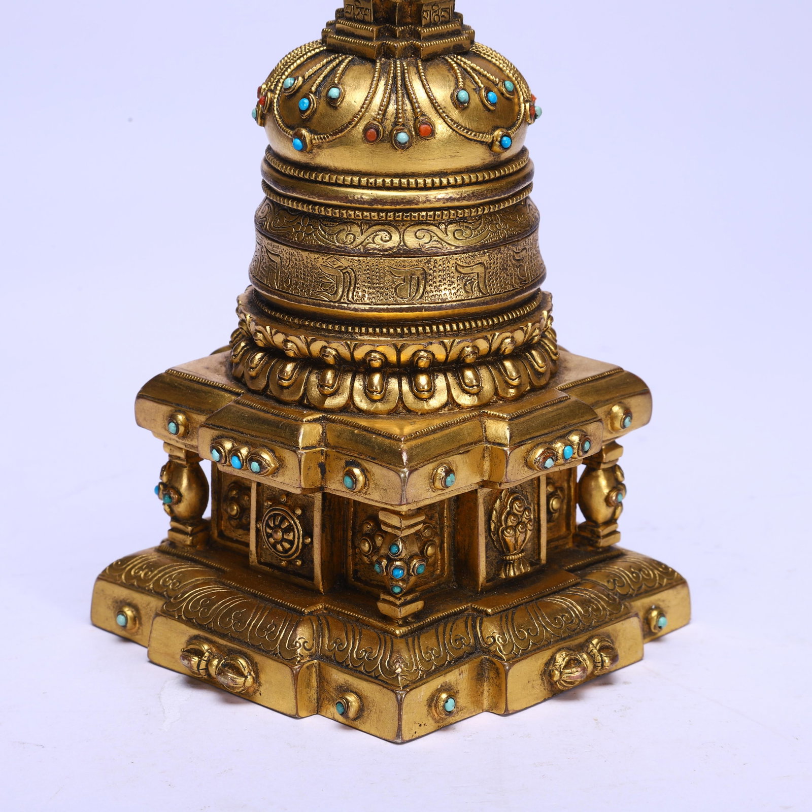 CHINESE GILT BRONZE STUPA - 7