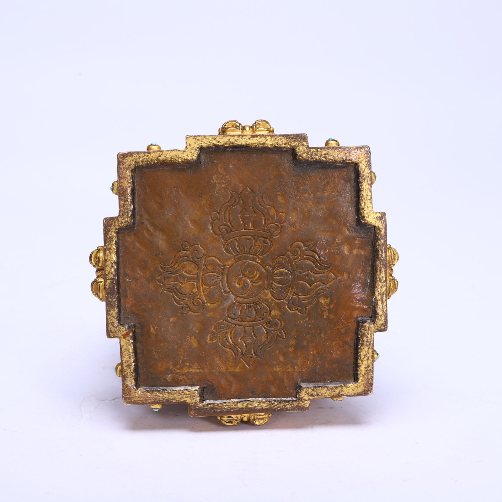 CHINESE GILT BRONZE STUPA - 9