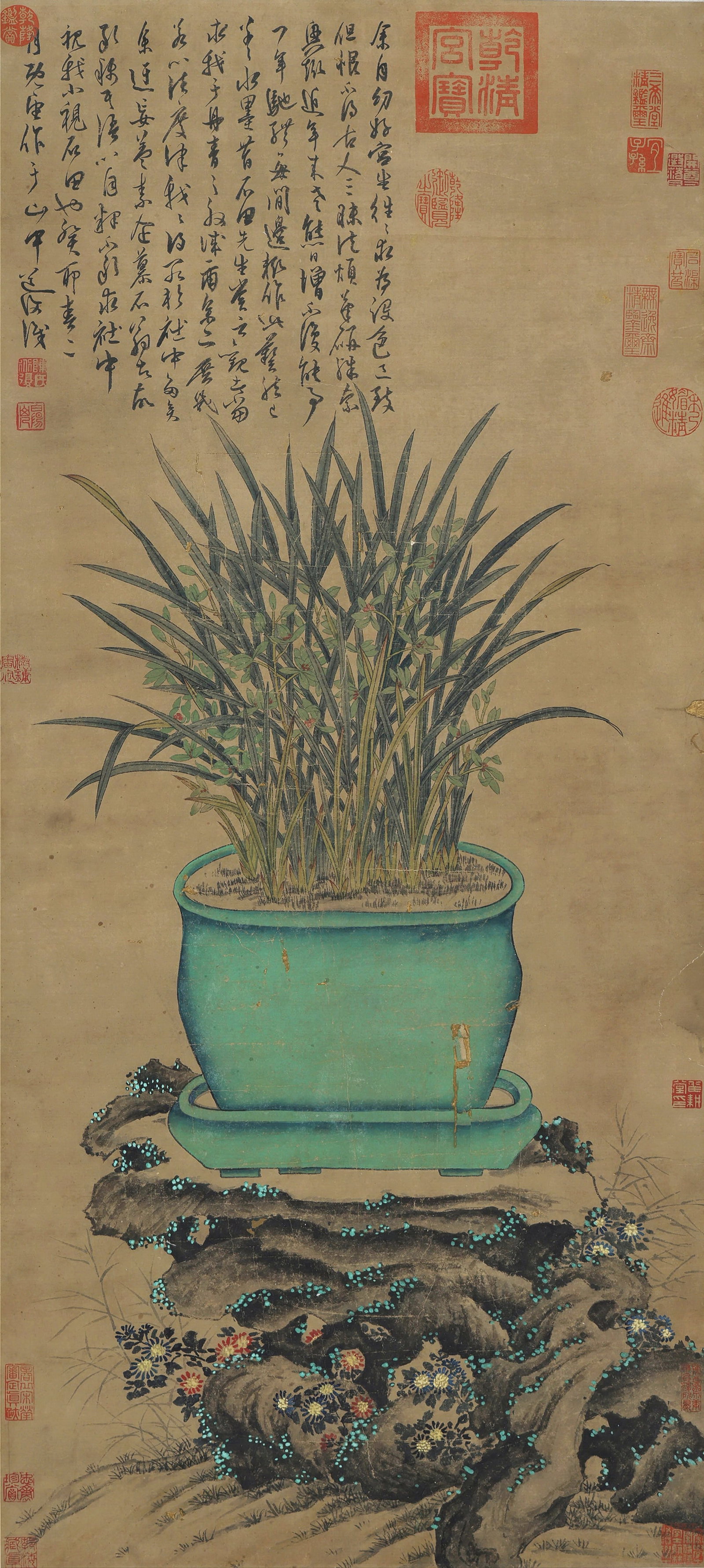 Chen Daofu mark, Chinese Orchid painting. Ink and Color on Paper, Hanging Scroll: Chen Daofu mark, Chinese Orchid painting. Ink and Color on Paper, Hanging Scroll (106 x 48cm)