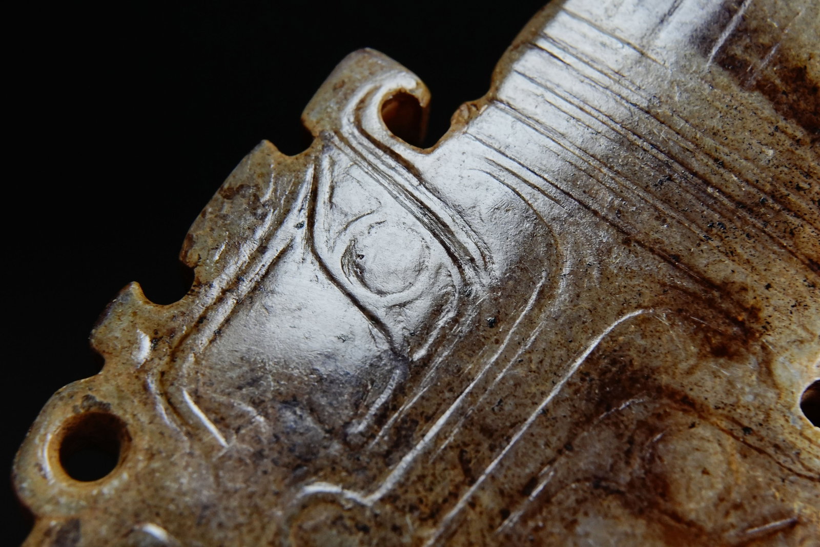 Jade Carved Beast Face Pattern Character Shape Bi - 4