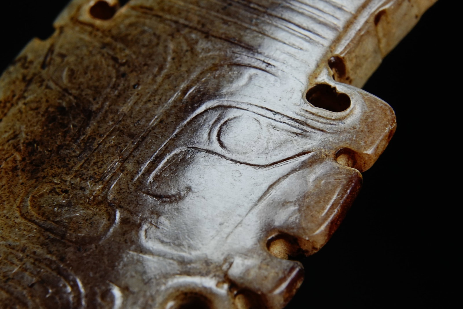 Jade Carved Beast Face Pattern Character Shape Bi - 5