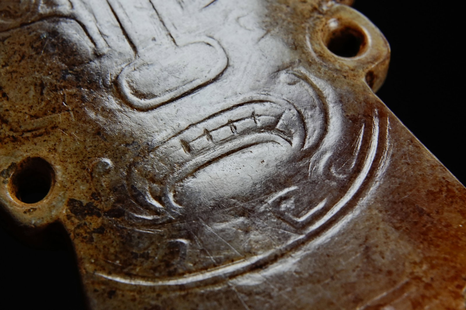 Jade Carved Beast Face Pattern Character Shape Bi - 6