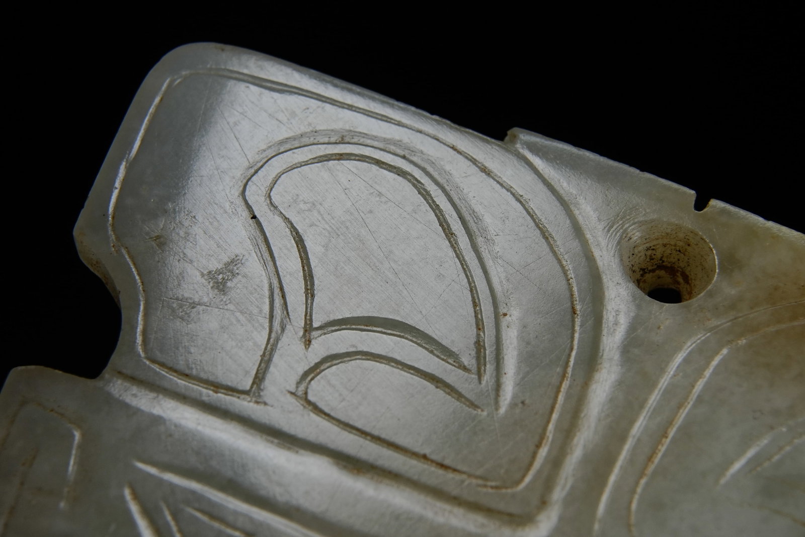 Jade Carved Beast Face Pattern Bi - 3