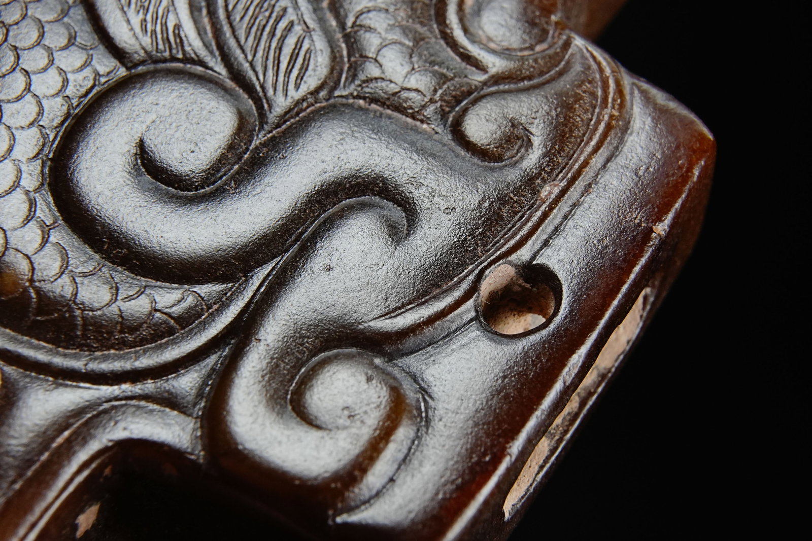 Jade Carved Cloud Pattern Dragon and Phoenix Shape Ornament - 7