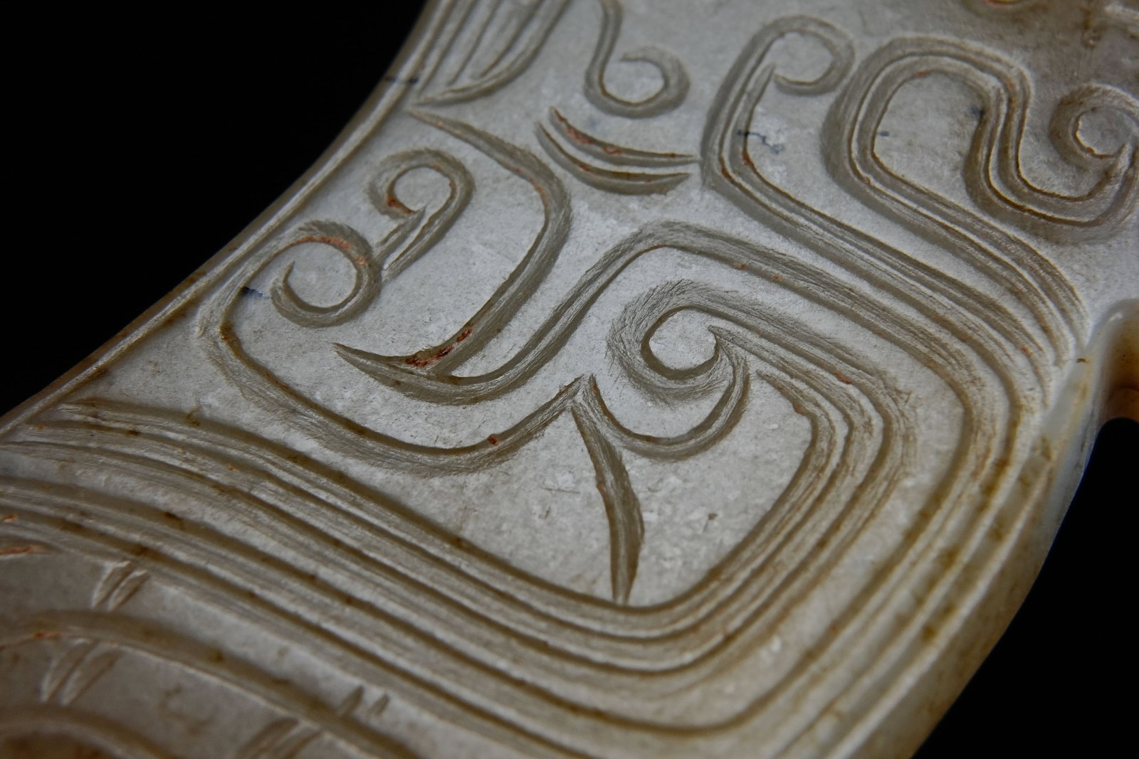 Jade Carved Beast Face Pattern Bird Shape Bi - 5