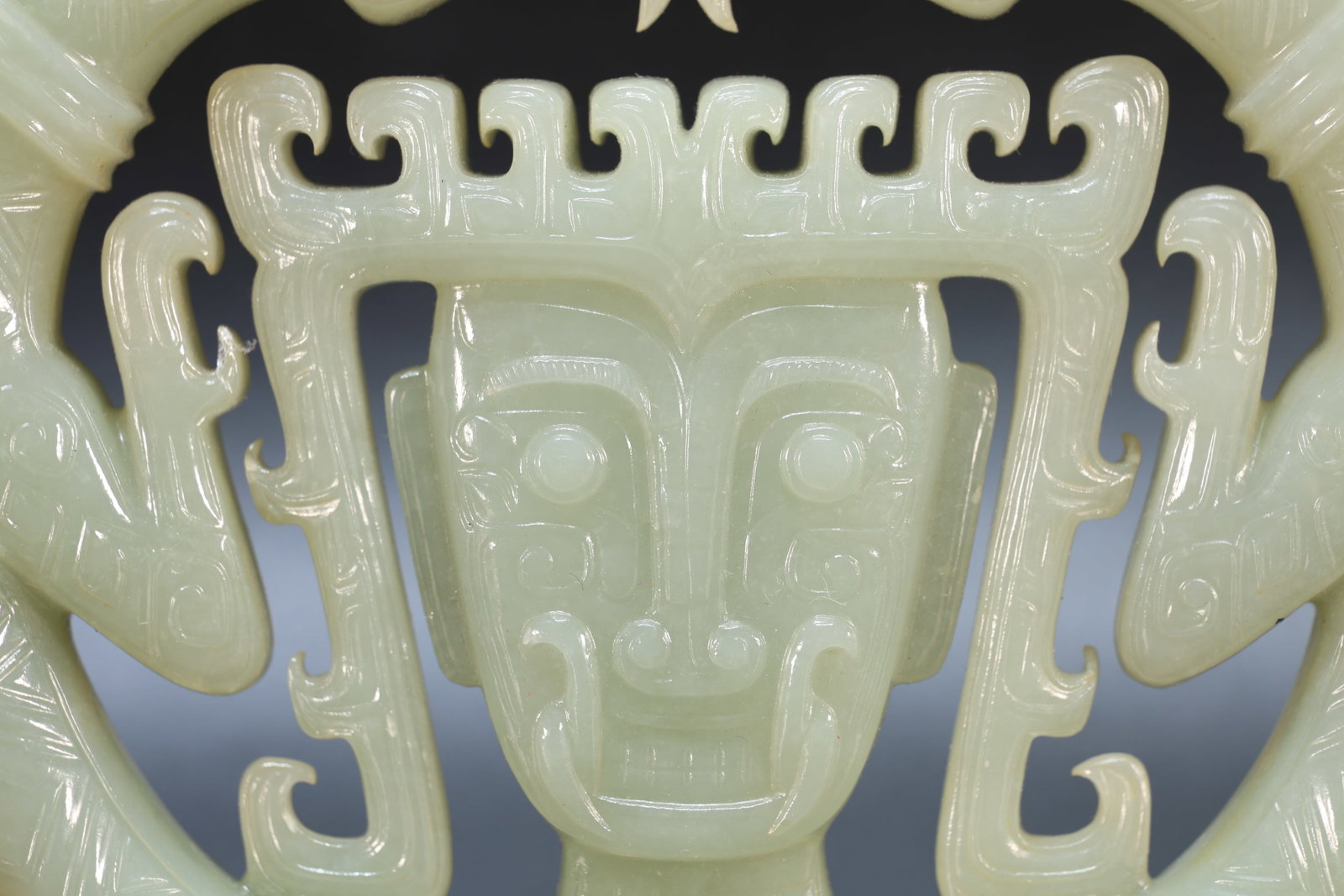 Jade Carved Character Face and Bird Pattern Bi - 3
