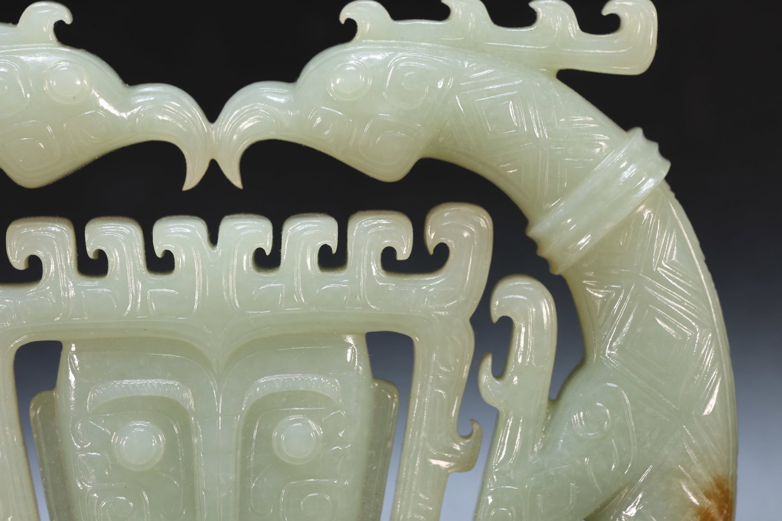 Jade Carved Character Face and Bird Pattern Bi - 8