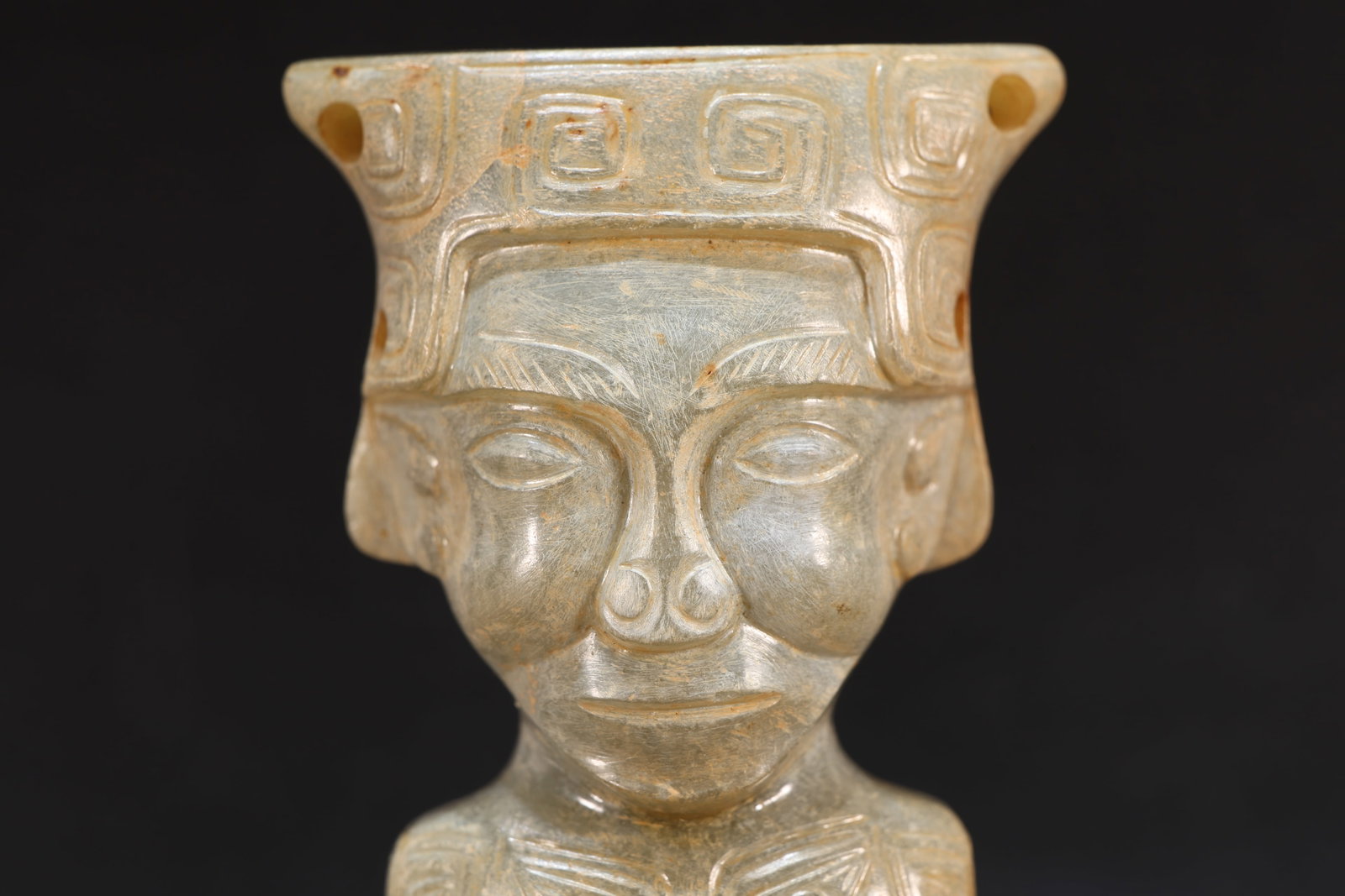 Jade Carved Beast Face Pattern Character Shape Figure - 2