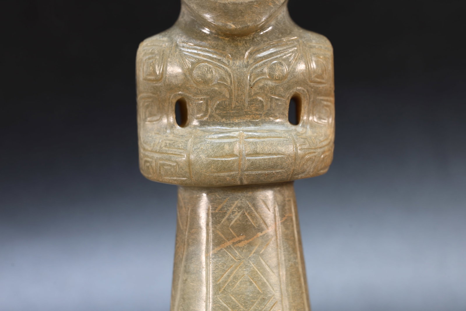 Jade Carved Beast Face Pattern Character Shape Figure - 3